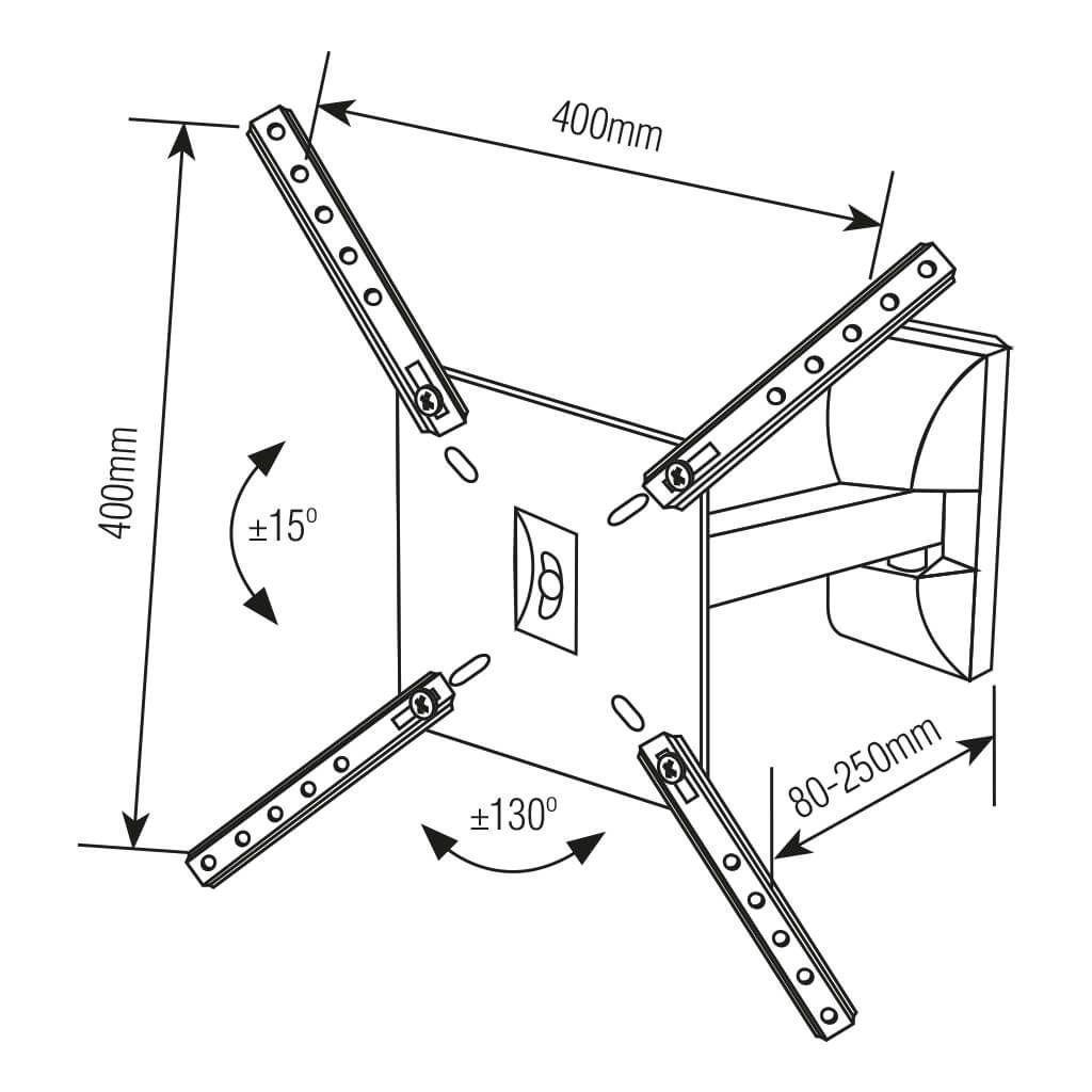 Soporte de TV  para Cocina con Brazo de 19cm 10" a 55"  Inclinable  SBRLB130B  Brasforma-4
