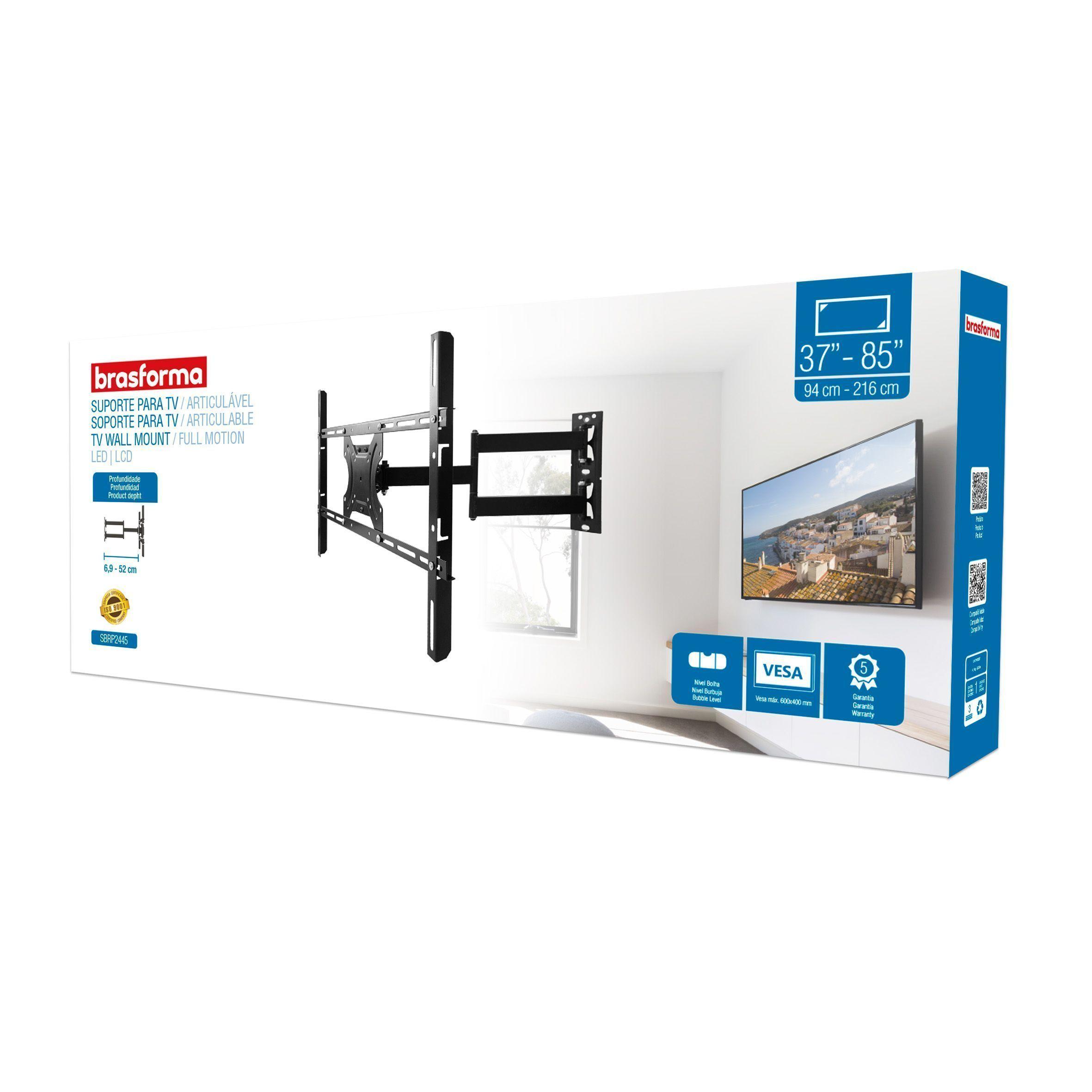 Soporte TV con Brazo de 47cm  37" a 85"  40kg Inclinable SBRP2445  BRASFORMA-2