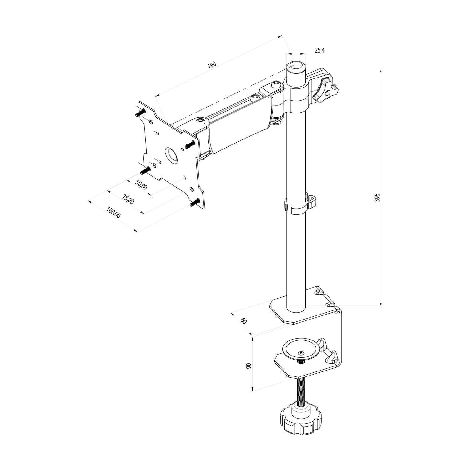 Soporte para Monitor con brazo 13″ a 27 ”- Inclinable  8kg  BM812 BRASFORMA-3