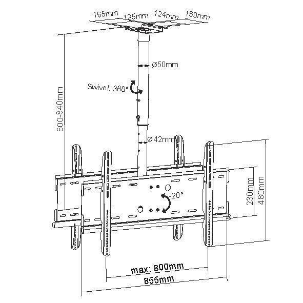 Soporte de Techo para 2 Televisores de Alta Carga 32" ~ 90"  160kg  SKCM08 Brasforma-4