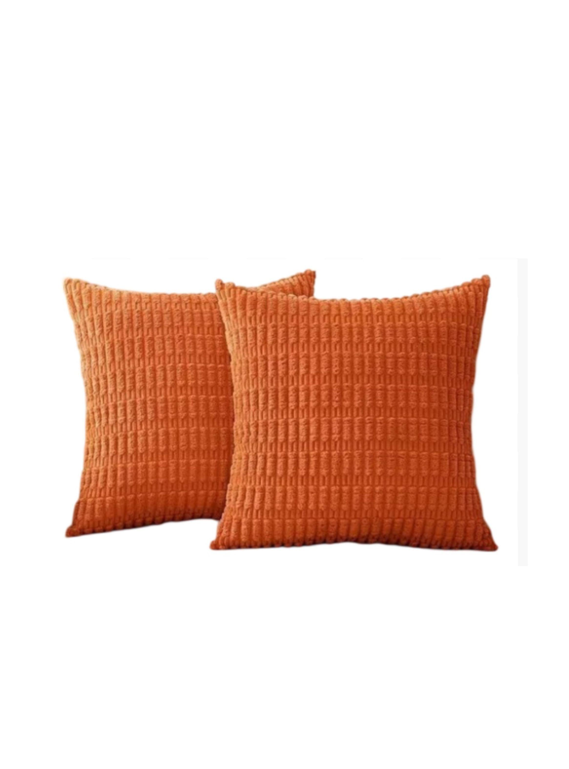 Fundas De Cojines Pack X2 Boho Textura Suave 45 X 45 Premium color naranja-0