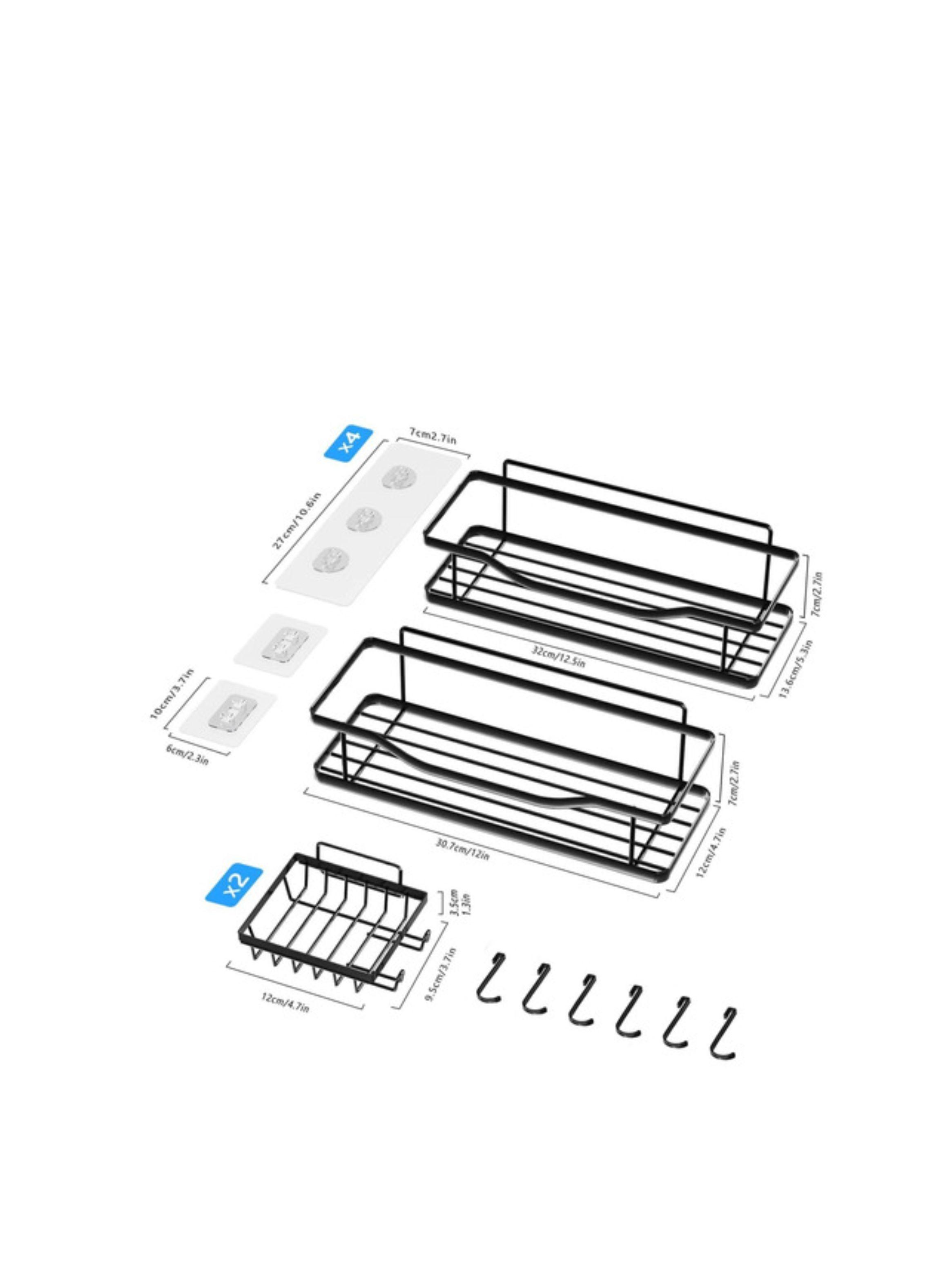 Organizador De Ducha Repisa Baño Adhesivo Set 3 Inoxidable color negro-3