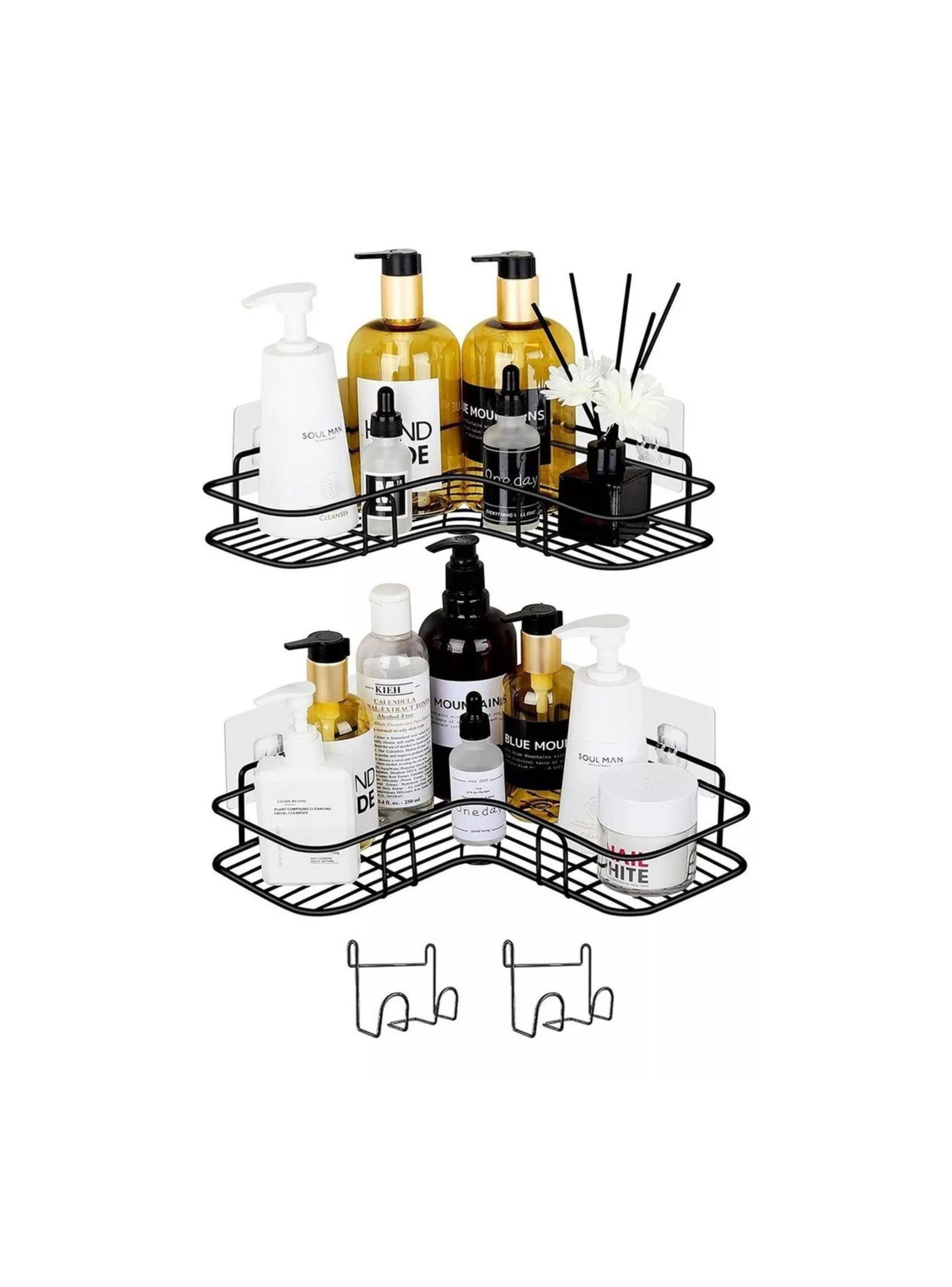 Organizador De Ducha Repisa Baño Adhesivo Set Inoxidable color negro-0