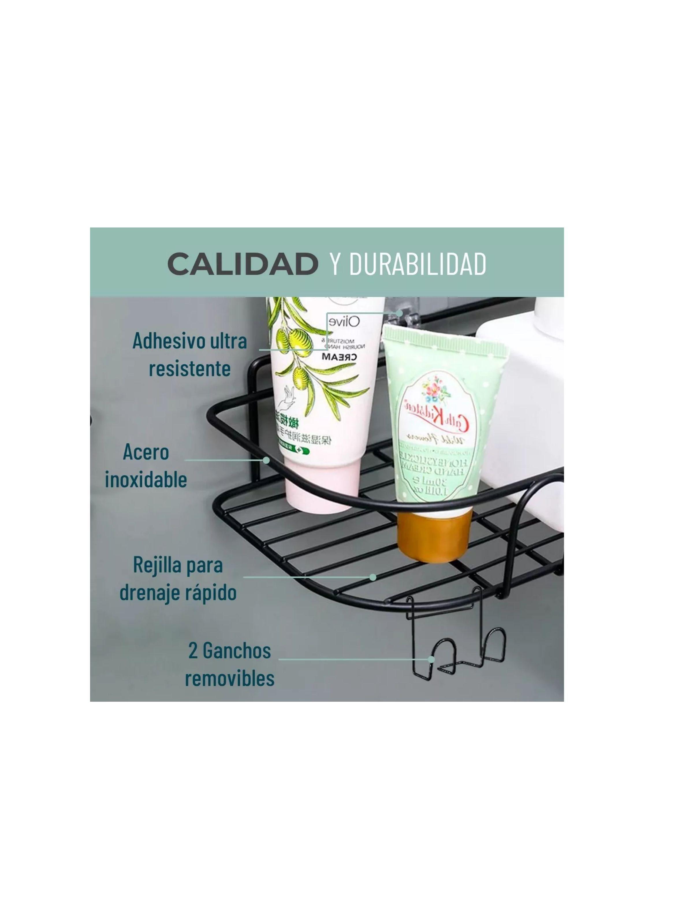 Organizador De Ducha Repisa Baño Adhesivo Set Inoxidable color negro-2