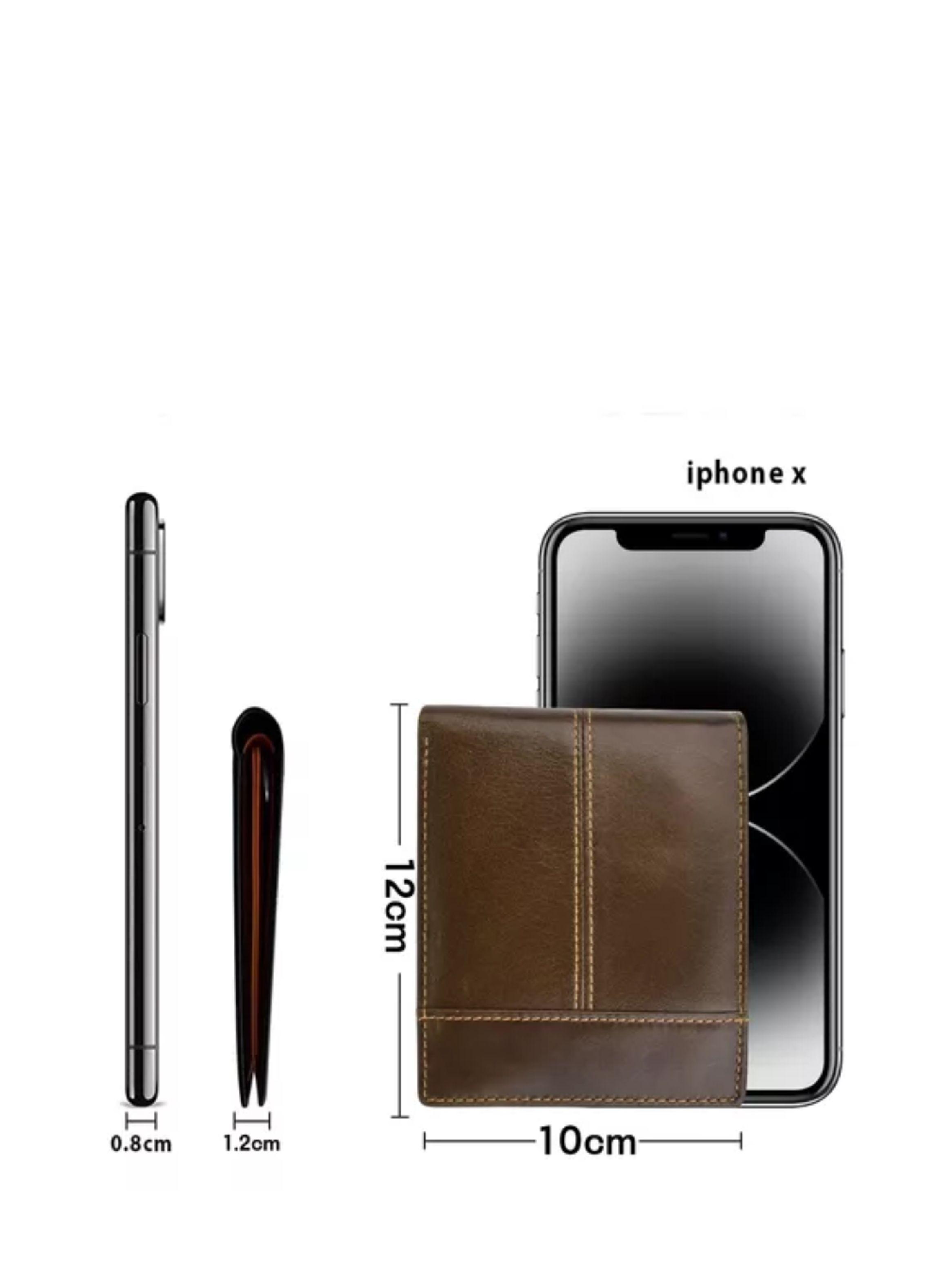 Cartera Antirrobo Para Hombre Billetera Rfid Cuero marrón claro-2
