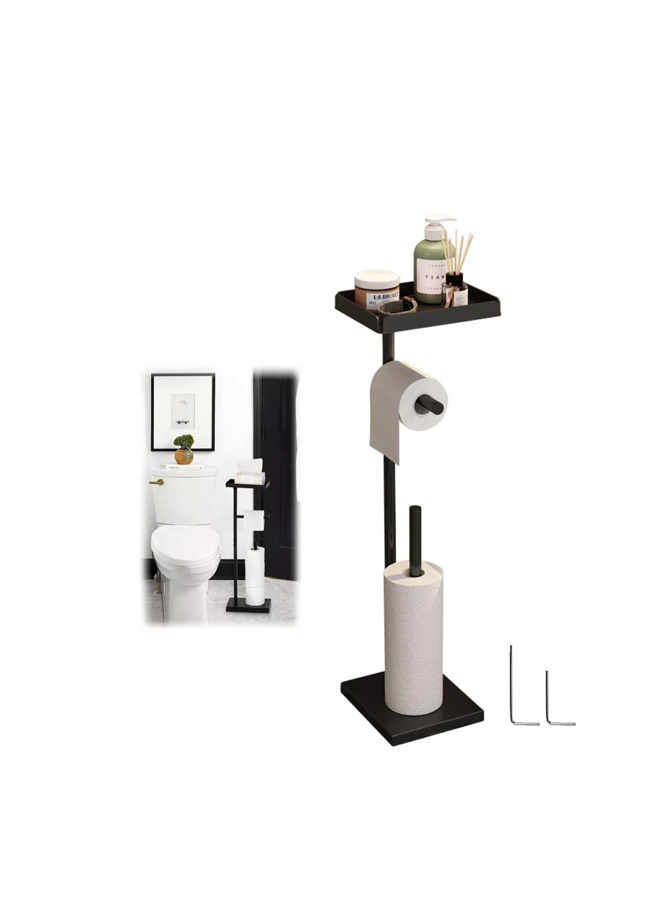 Porta Papel Higienico Multifunción Tres En Uno 73cm Negro-0