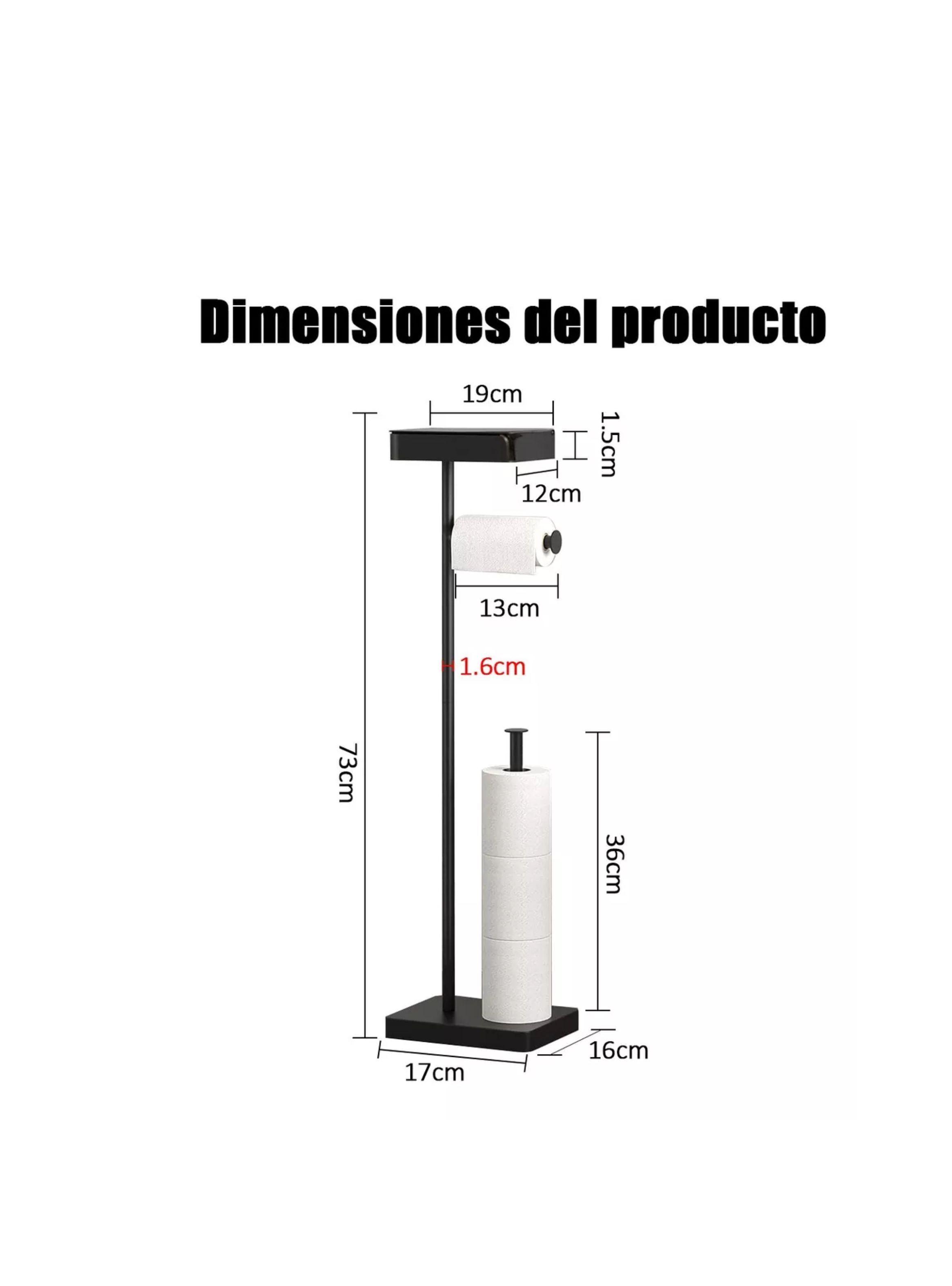 Porta Papel Higienico Multifunción Tres En Uno 73cm Negro-1