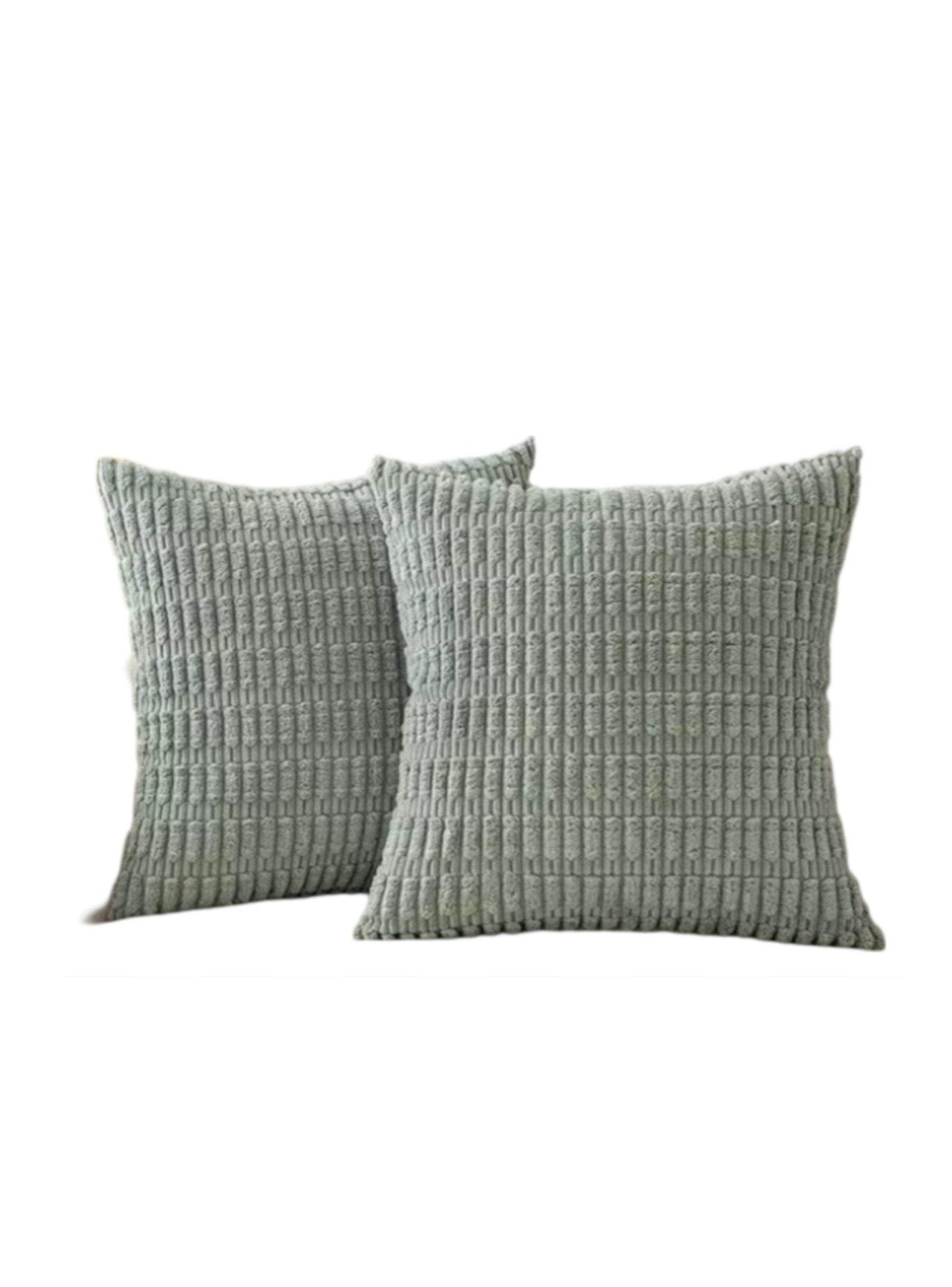 Fundas De Cojines Pack X2 Boho Textura Suave 45 X 45 Premium color verde-0