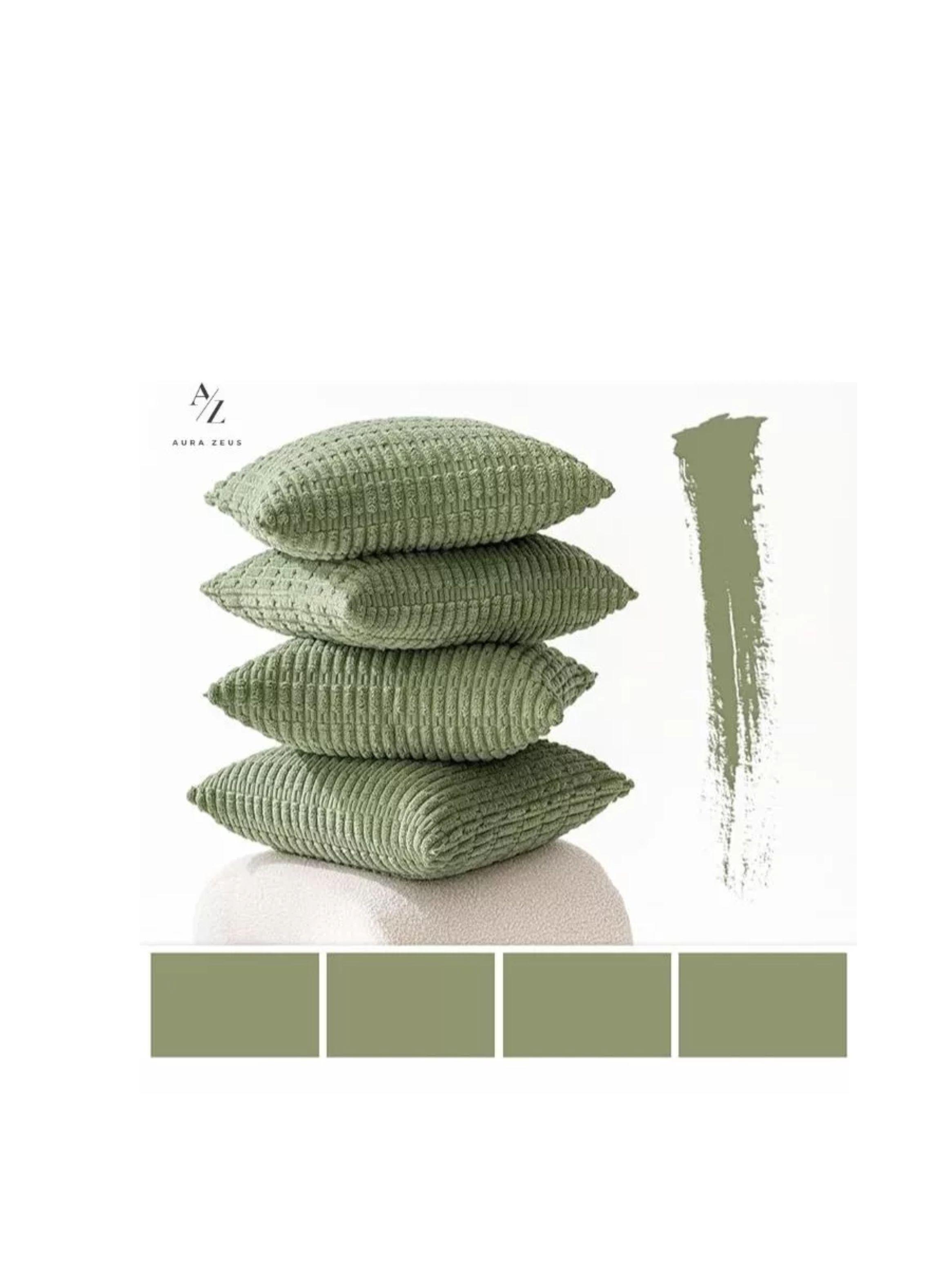 Fundas De Cojines Pack X2 Boho Textura Suave 45 X 45 Premium color verde-1