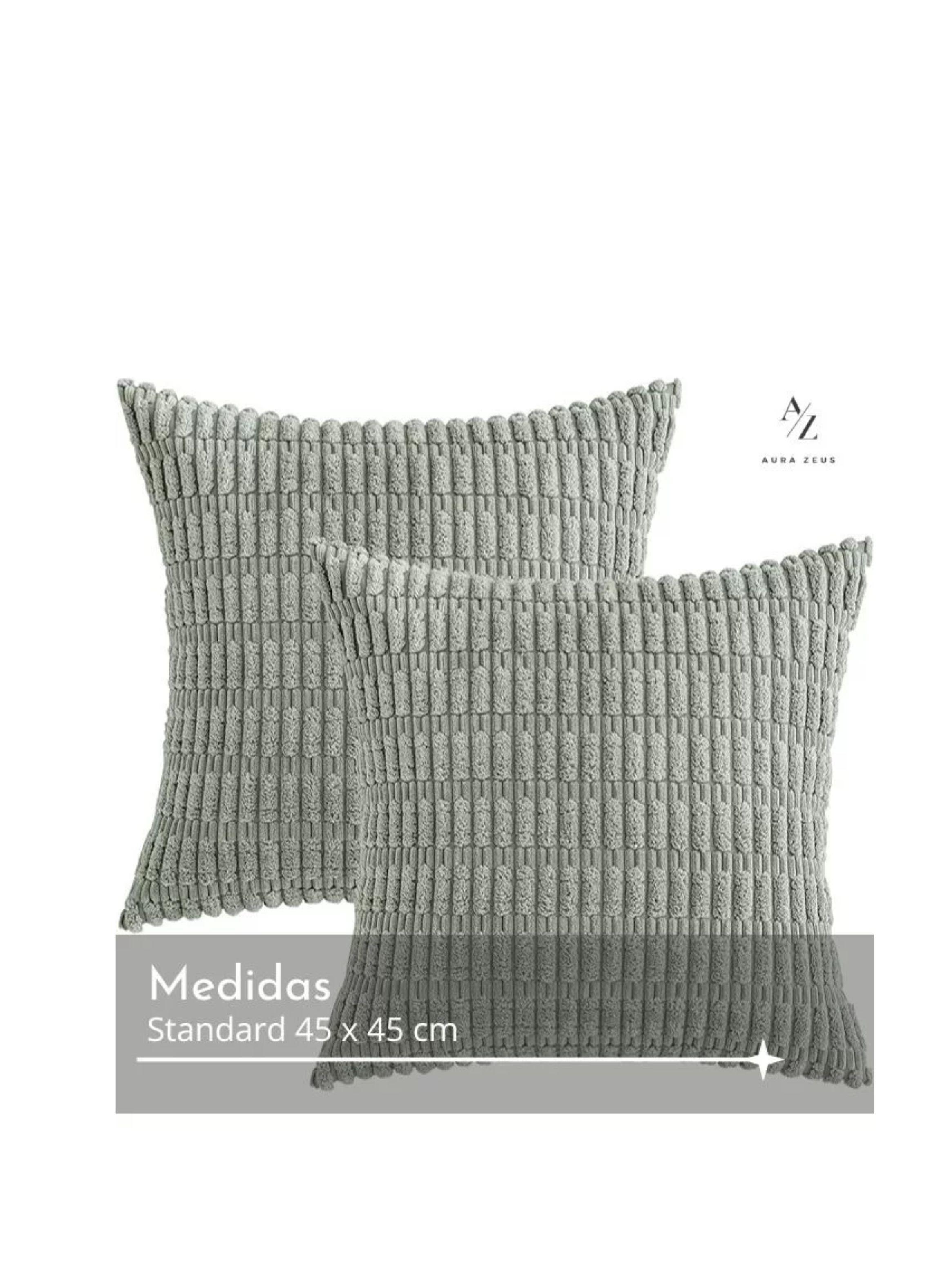 Fundas De Cojines Pack X2 Boho Textura Suave 45 X 45 Premium color verde-2