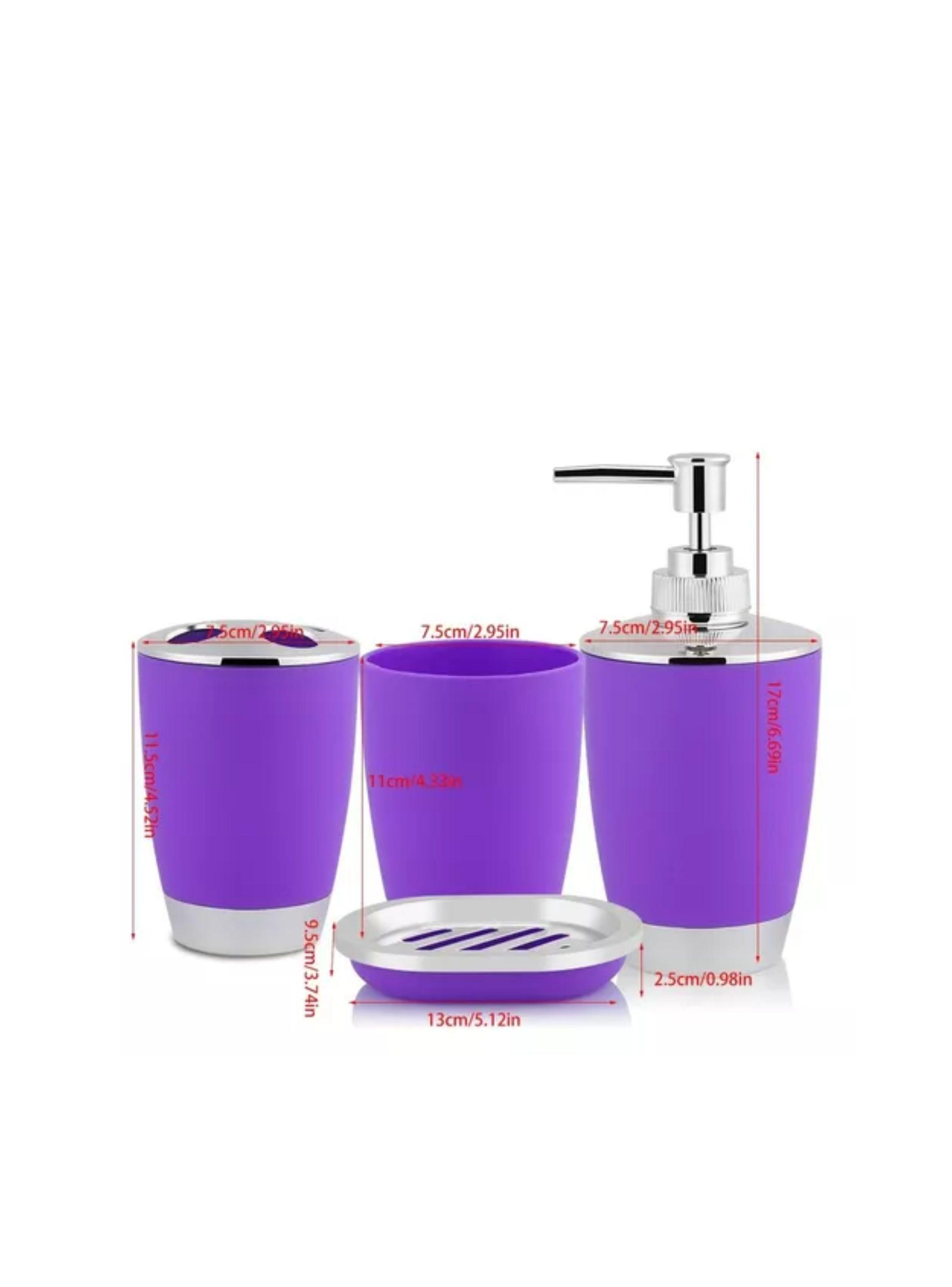 Set Accesorios De Baño 4pzs Portacepillos Jabonera color morado-1