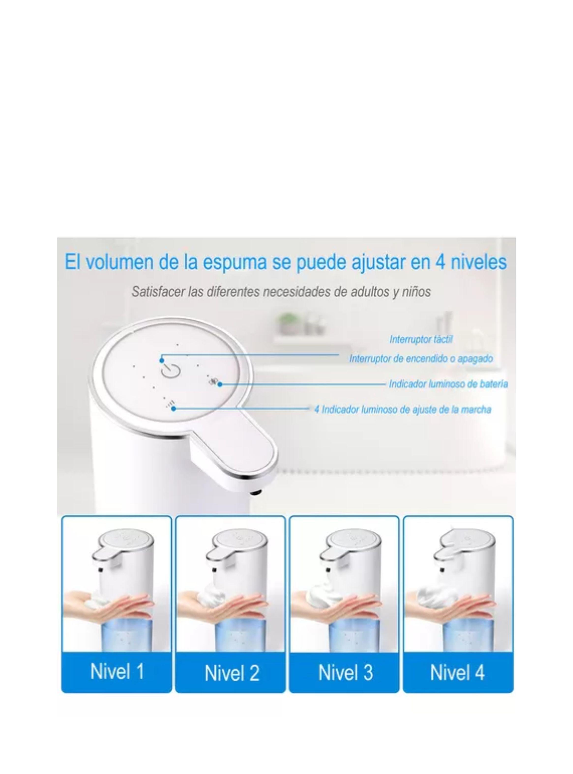 Dispensador Jabon Automatico Inteligente Carga Usb+4 Marchas color blanco-2