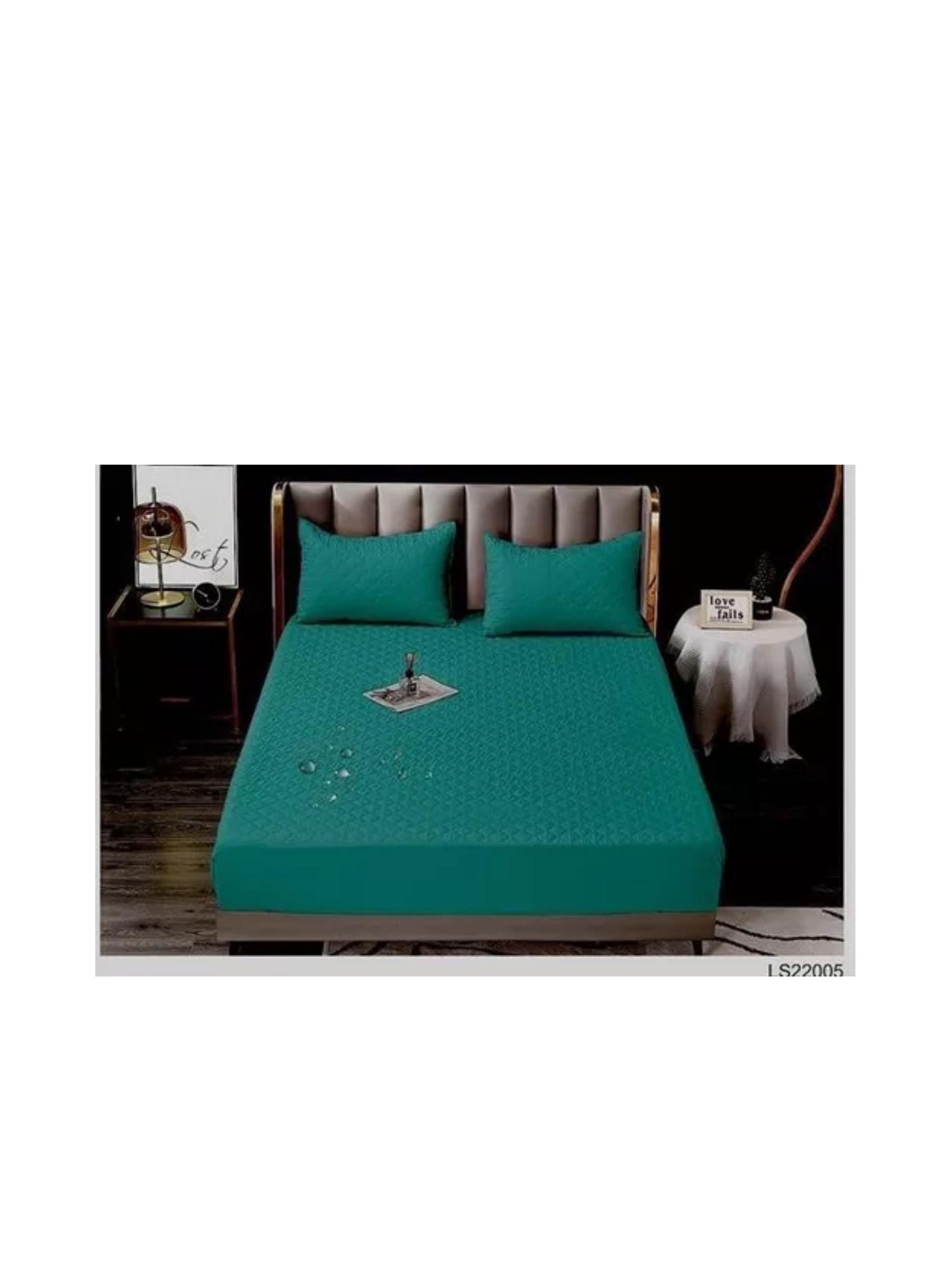 Cubrecolchon. 2 Plazas Acolchado + 2 Fundas Para Almohada color turquesa-1