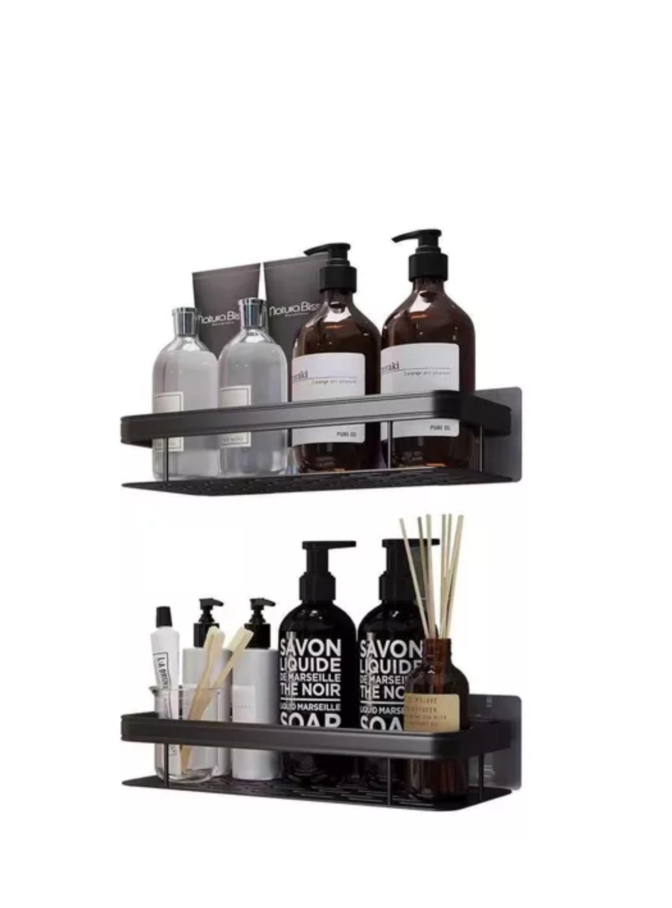 Organizador De Ducha Set X2 Repisa Baño Adhesivo color negro-0