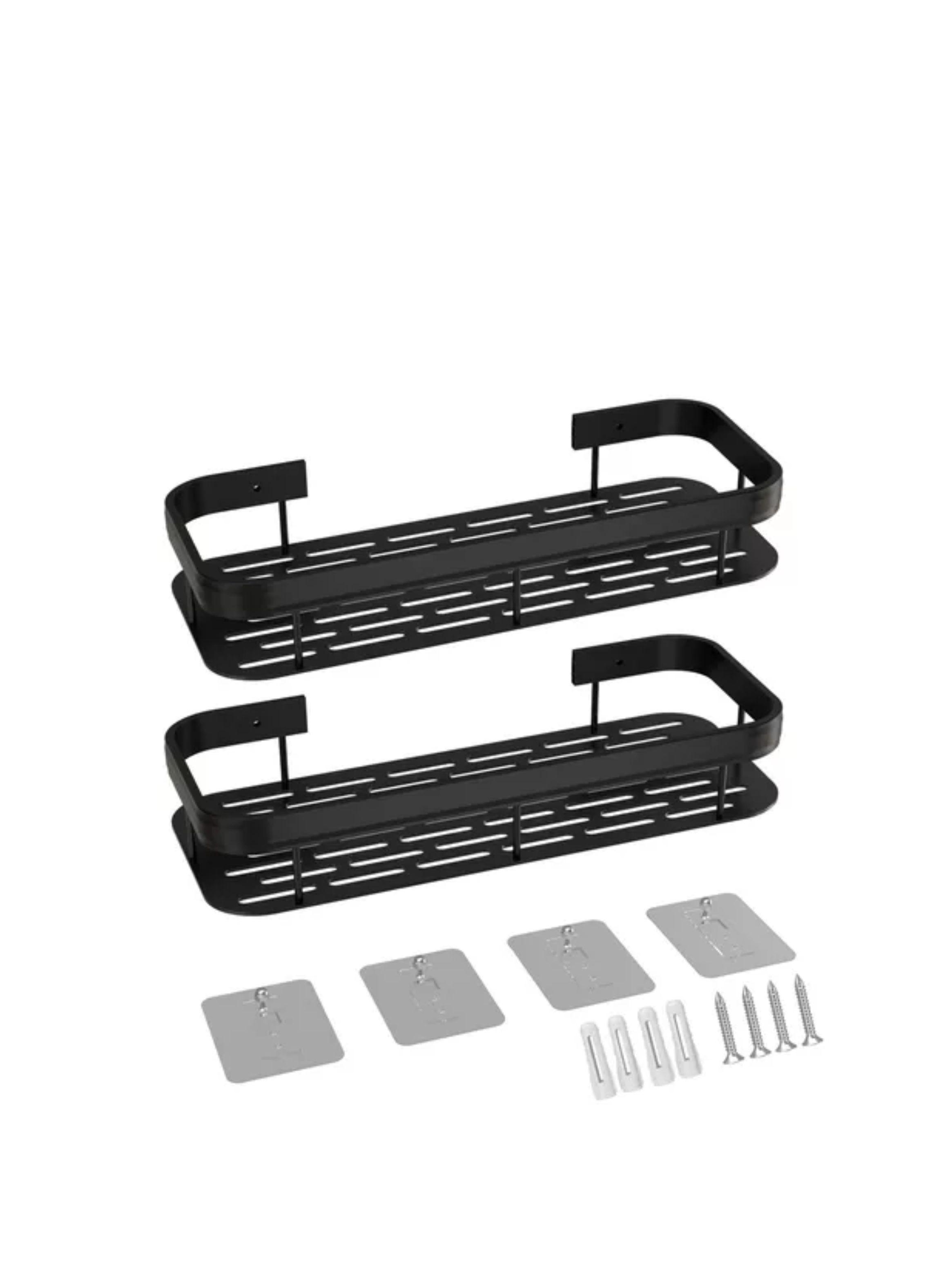 Organizador De Ducha Set X2 Repisa Baño Adhesivo color negro-1
