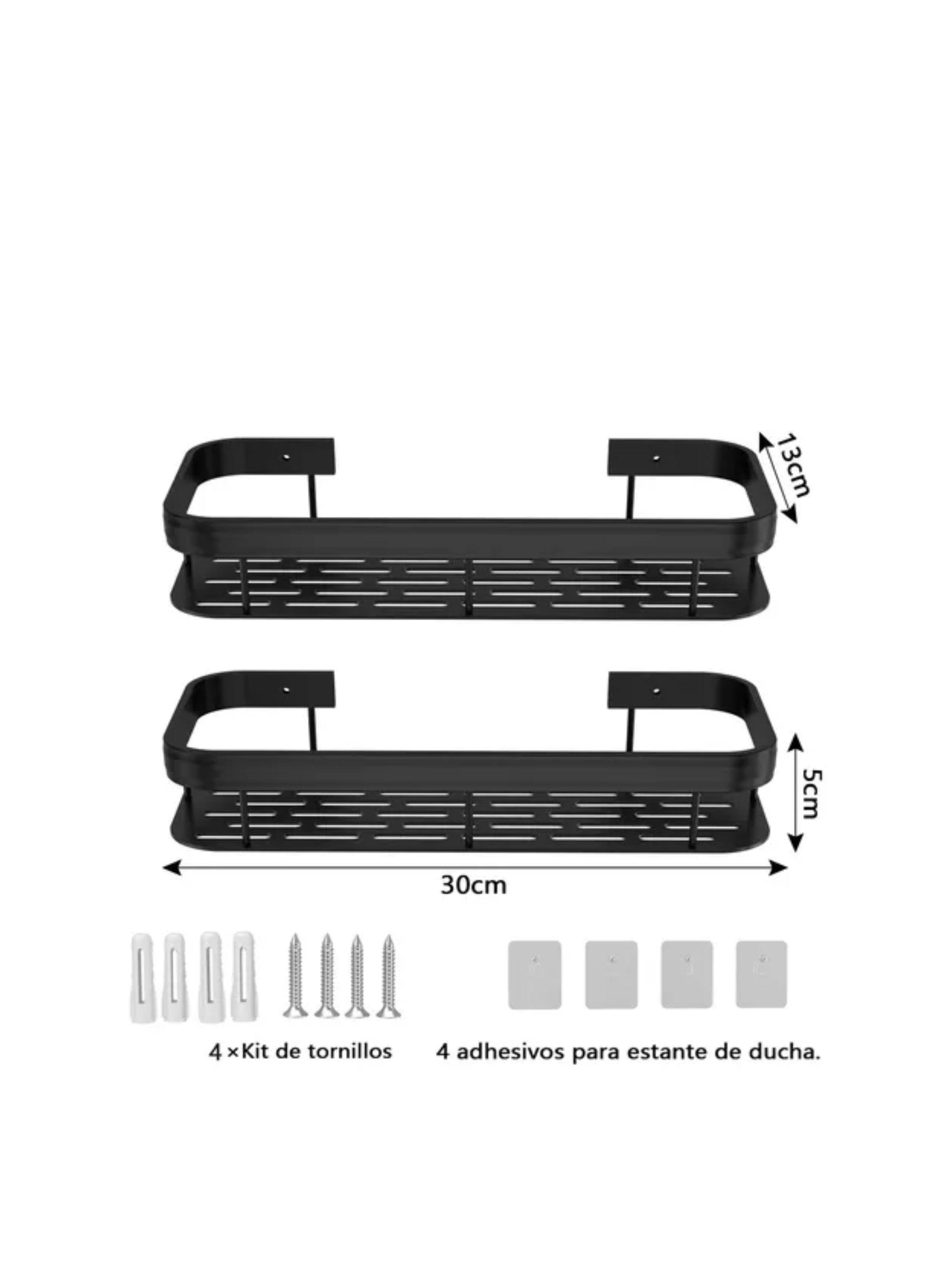 Organizador De Ducha Set X2 Repisa Baño Adhesivo color negro-2