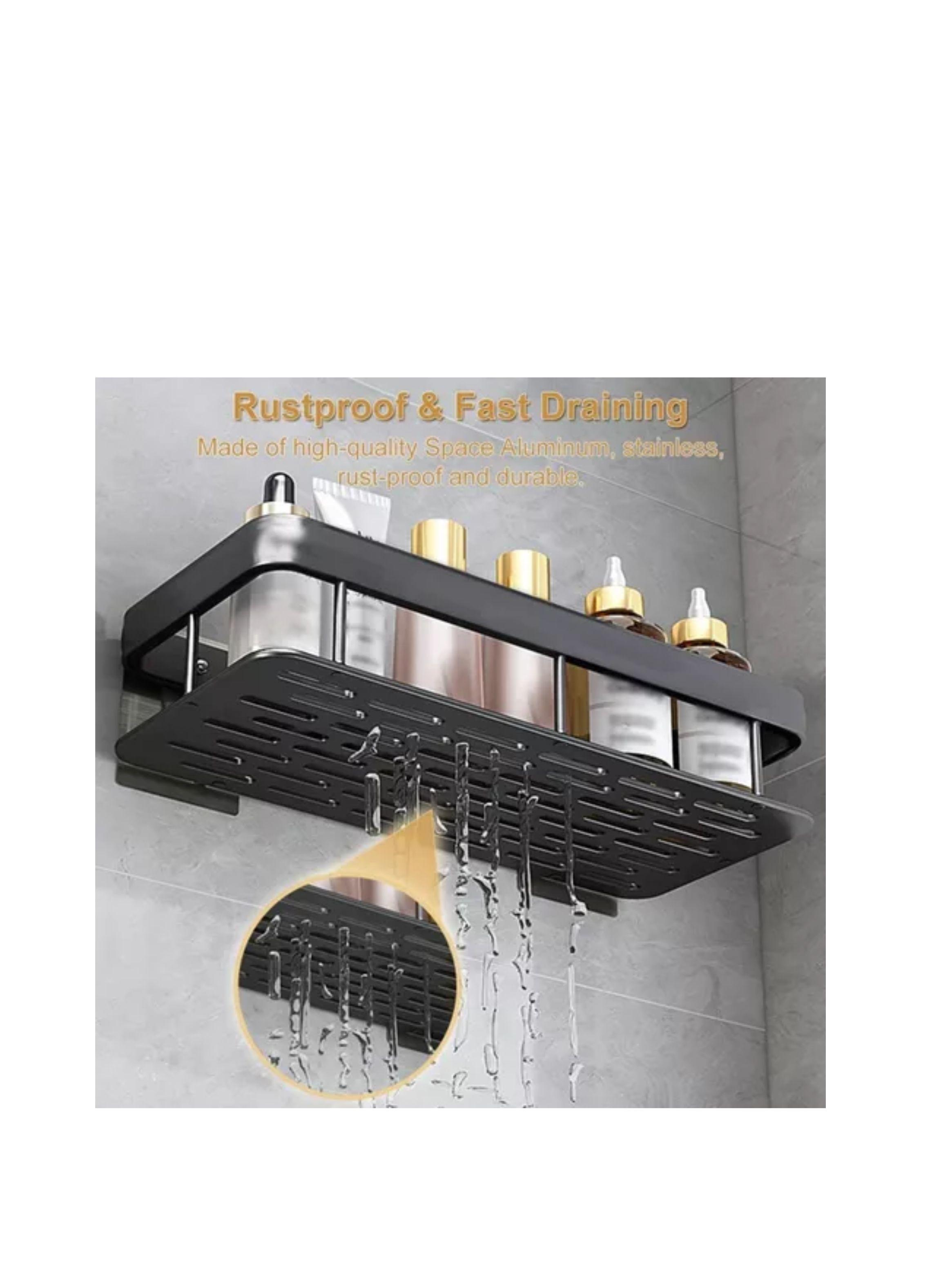 Organizador De Ducha Set X2 Repisa Baño Adhesivo color negro-3