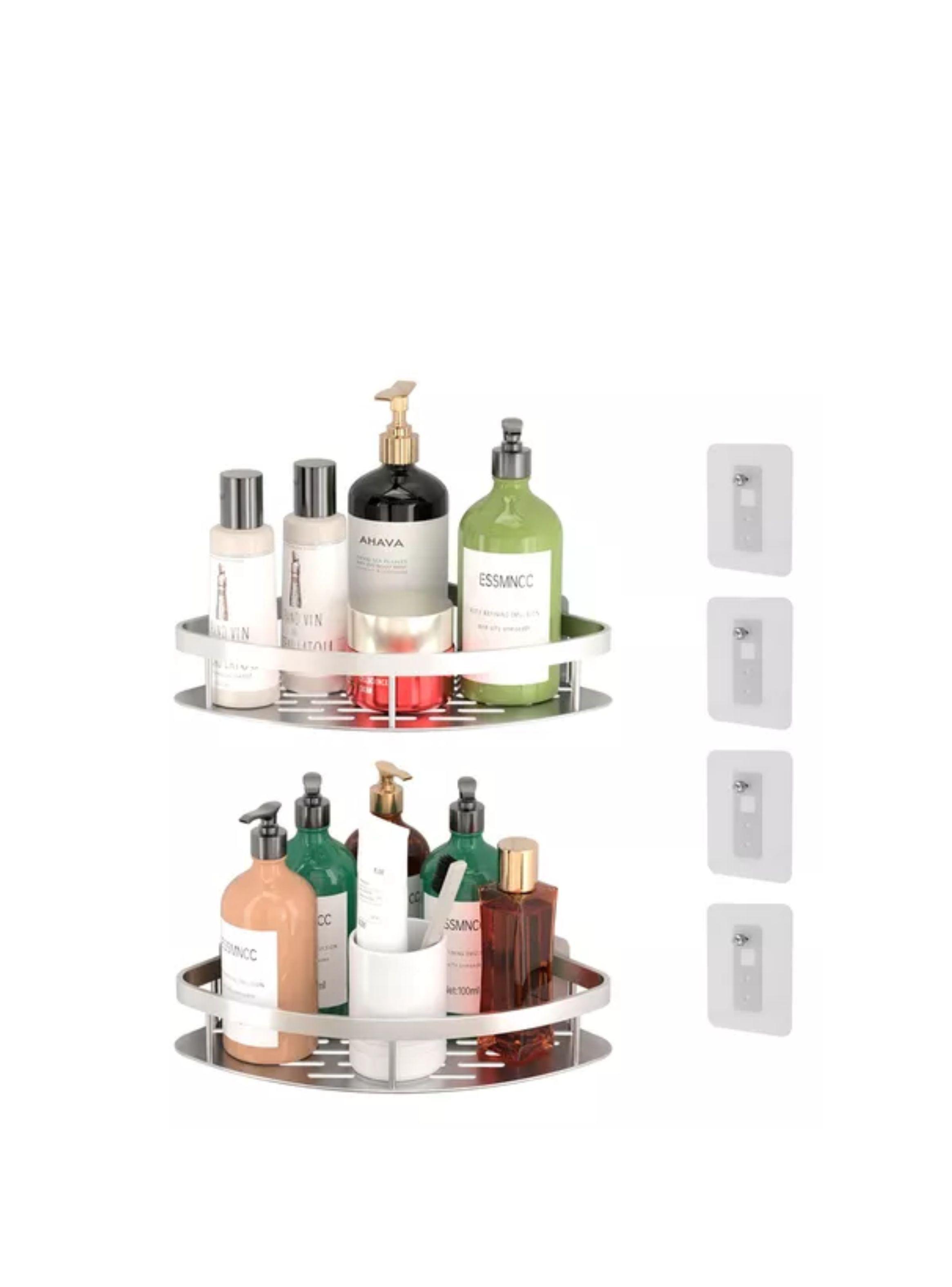 Esquinero Organizador Ducha Baño Estante Set 2 Pcs color plata-0
