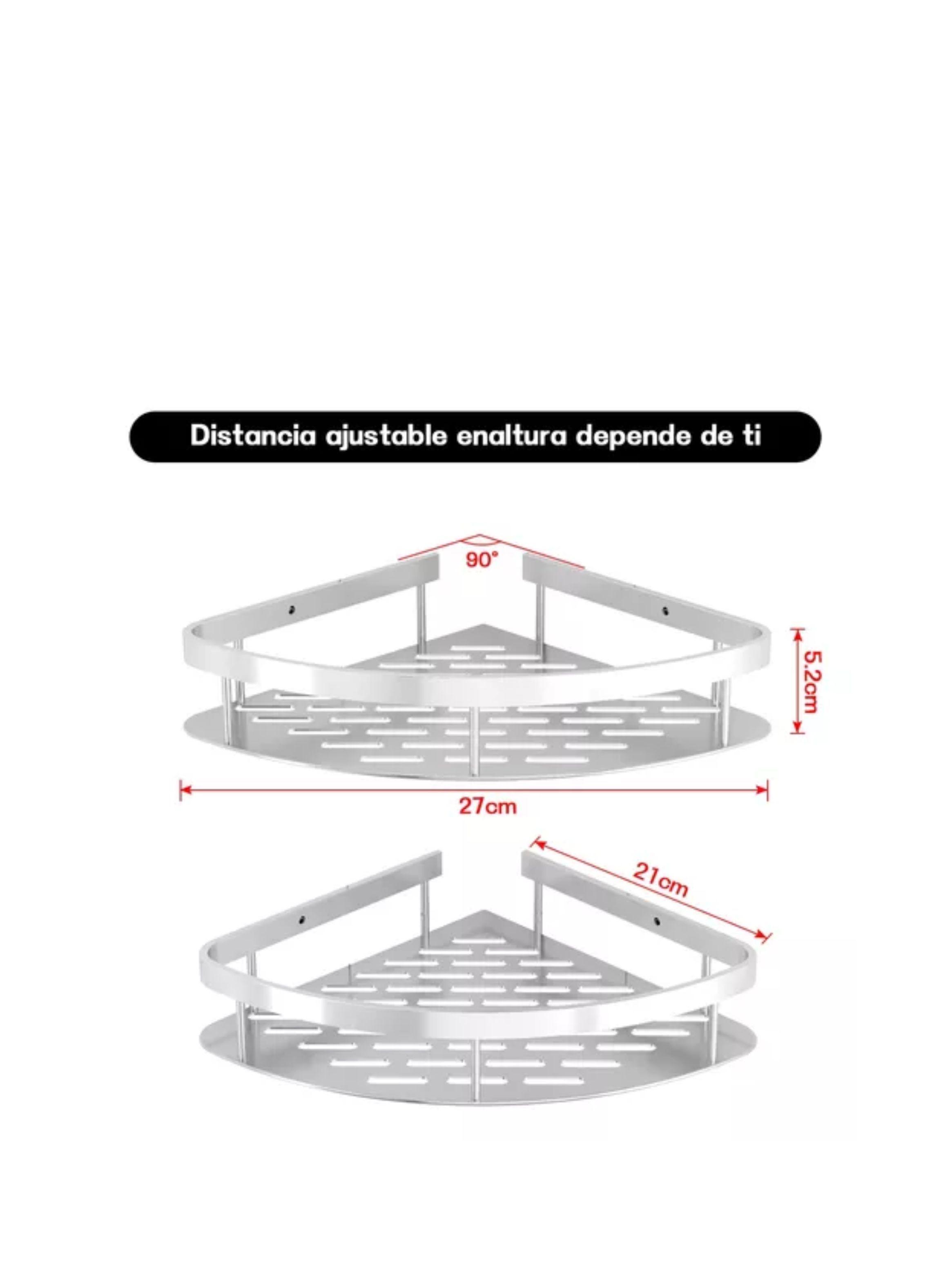 Esquinero Organizador Ducha Baño Estante Set 2 Pcs color plata-1