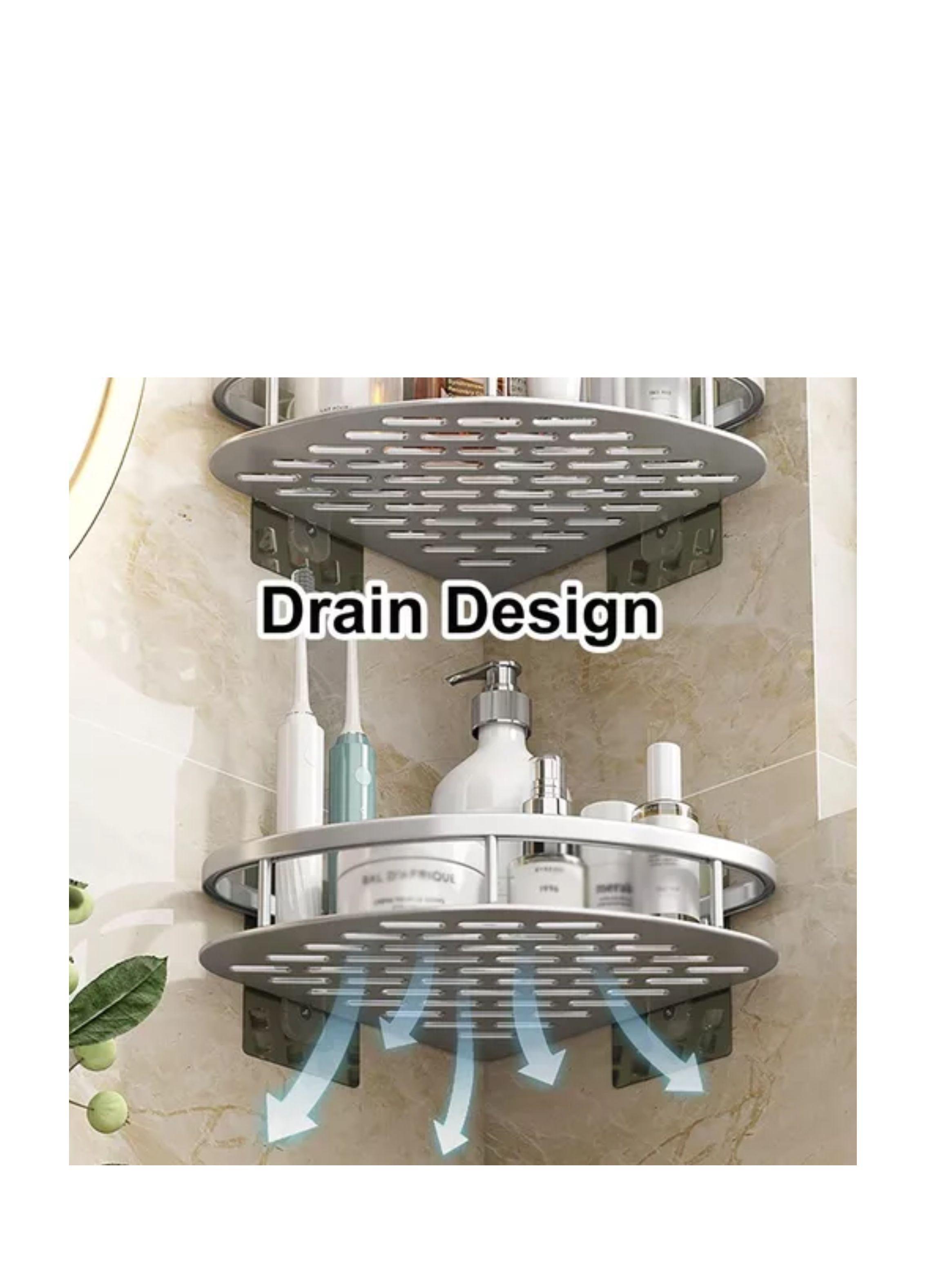 Esquinero Organizador Ducha Baño Estante Set 2 Pcs color plata-3