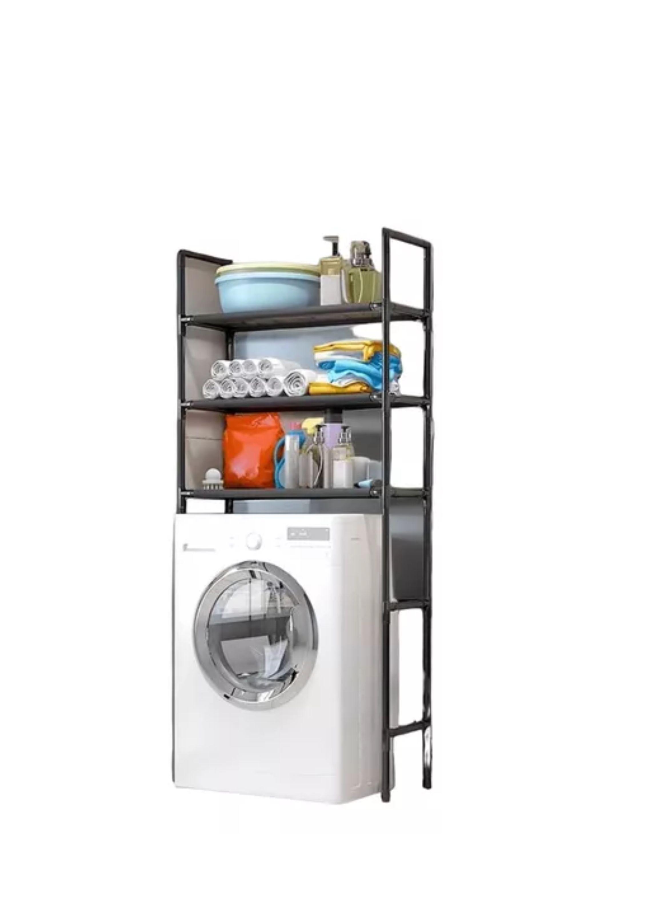 Mueble Organizador De Baño Lavadora Rack 3 Niveles Negro-0