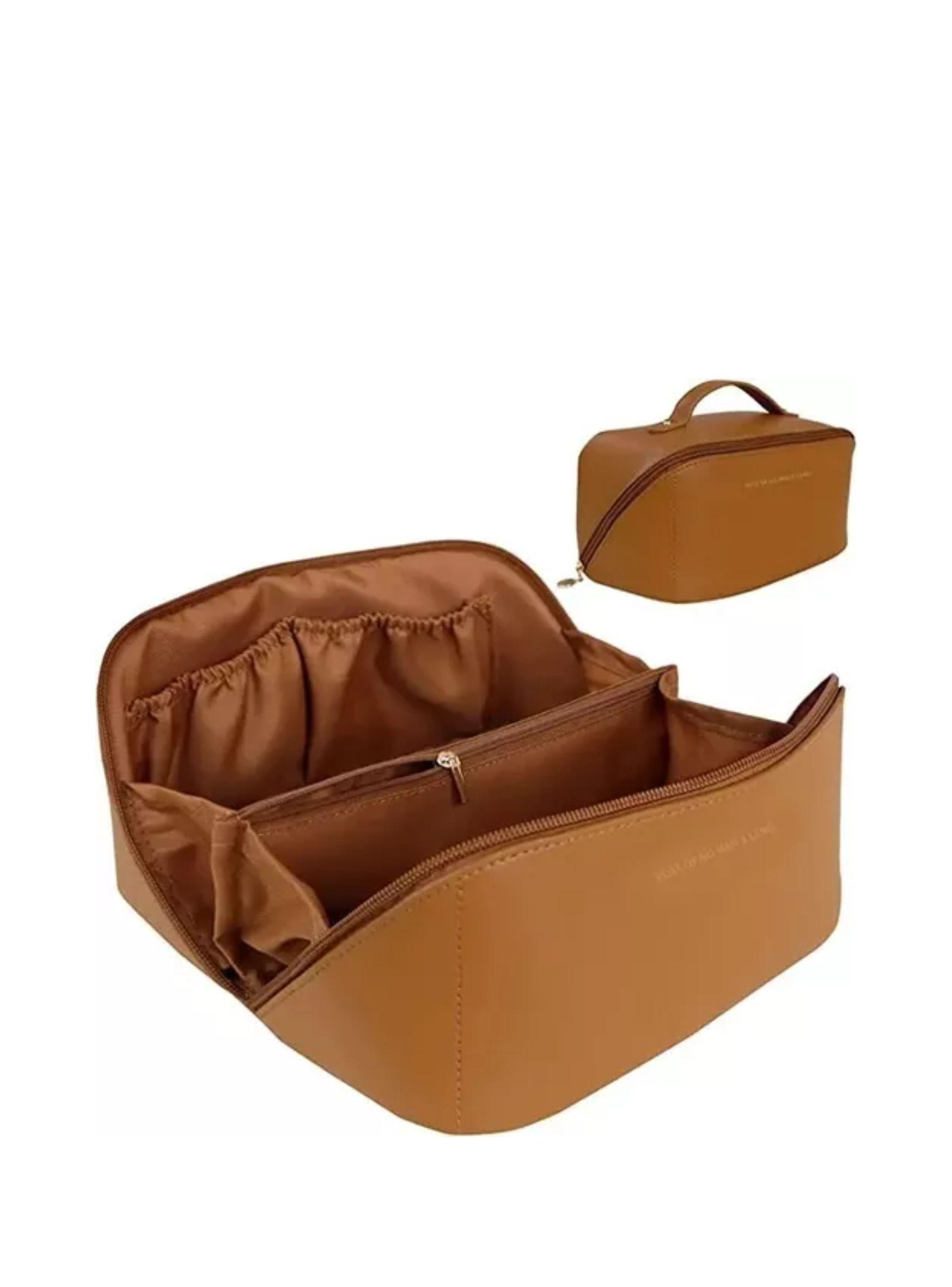 Neceser De Viaje De Belleza Organizador De Cosméticos color marrón-1