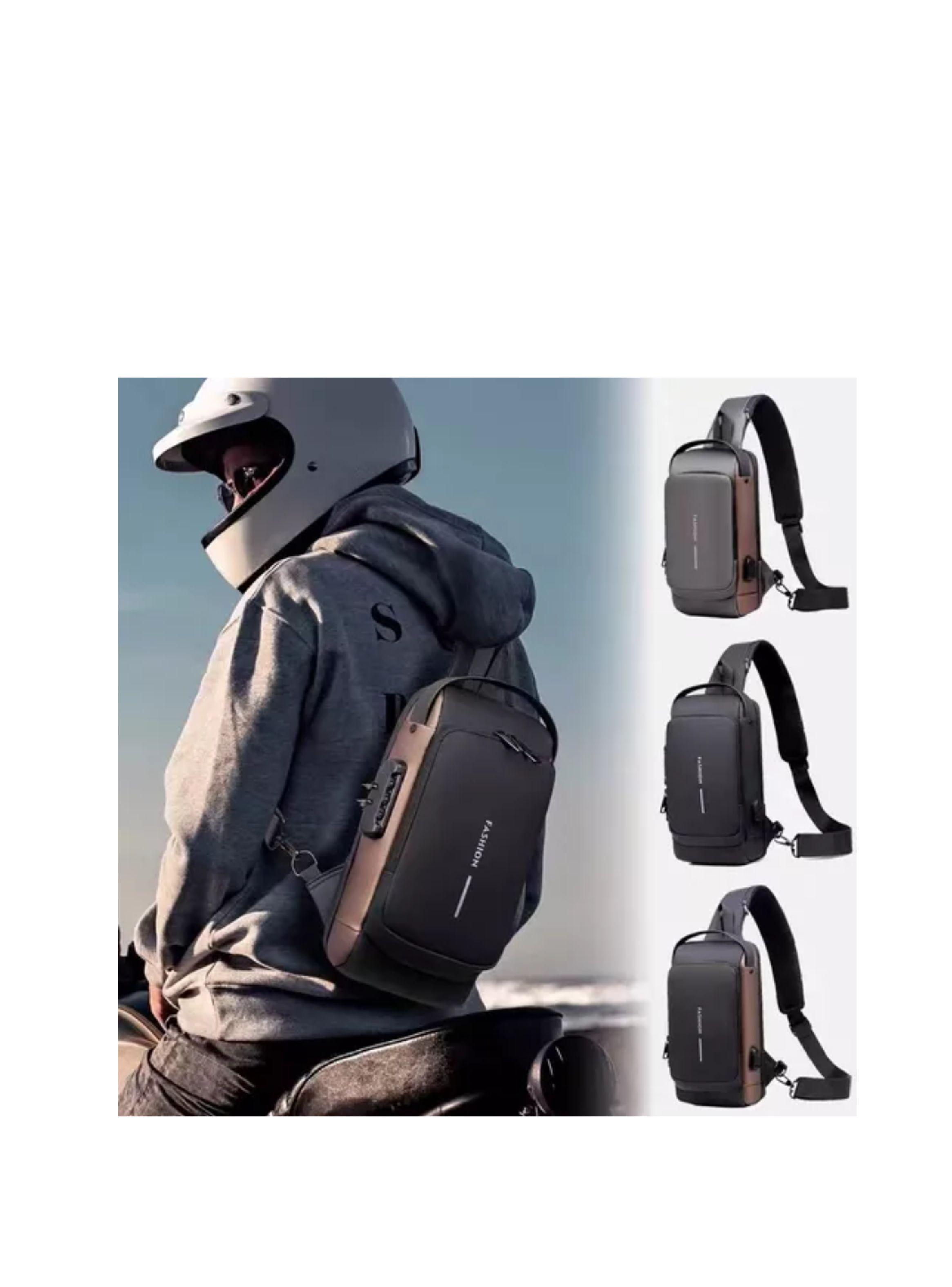 Bandolera Antirrobo Impermeable Especial Moto color marrón / gris-2