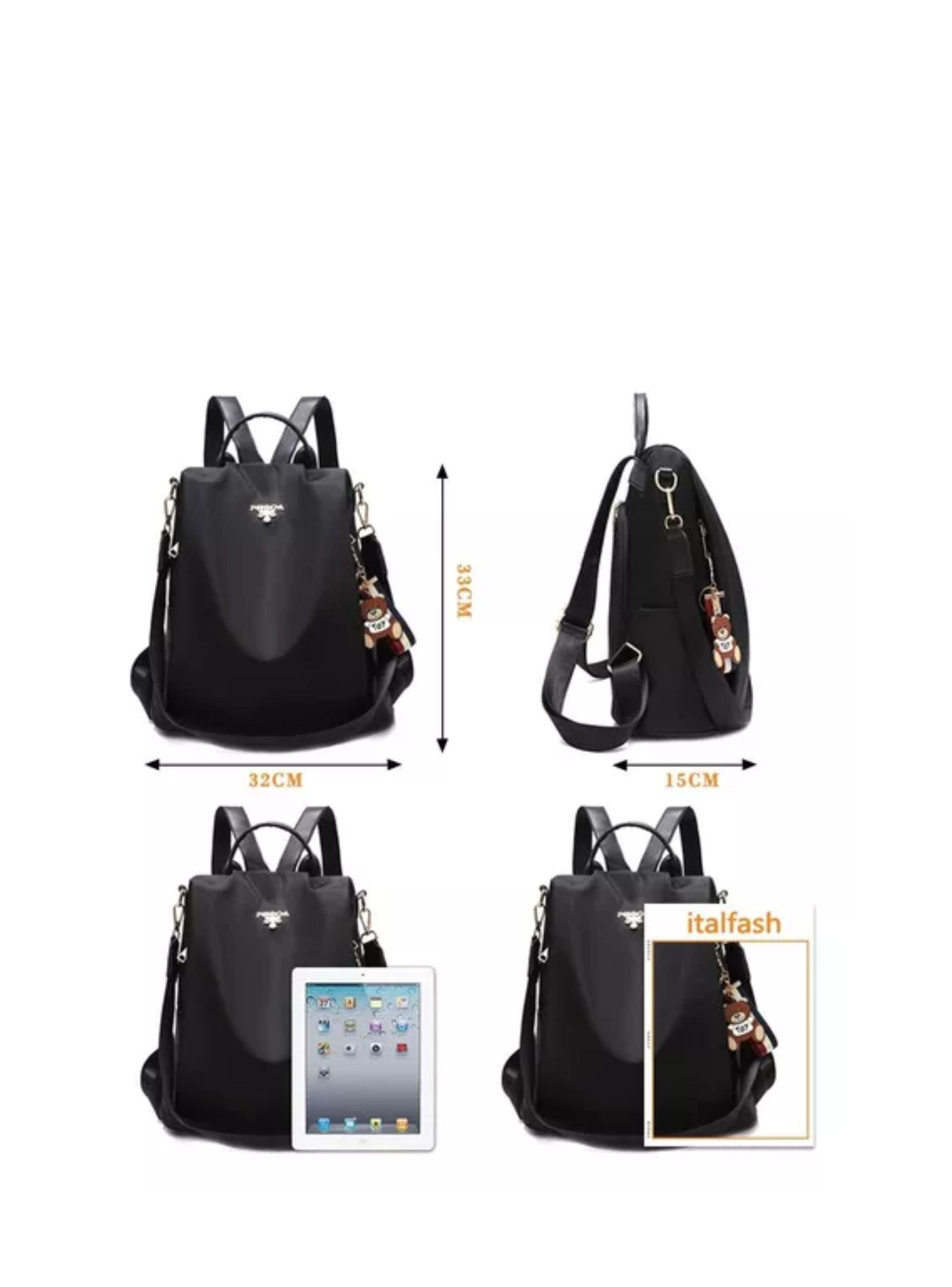 Mochila Impermeable Antirrobo Para Mujer Bolso Tela Oxford color negro-0