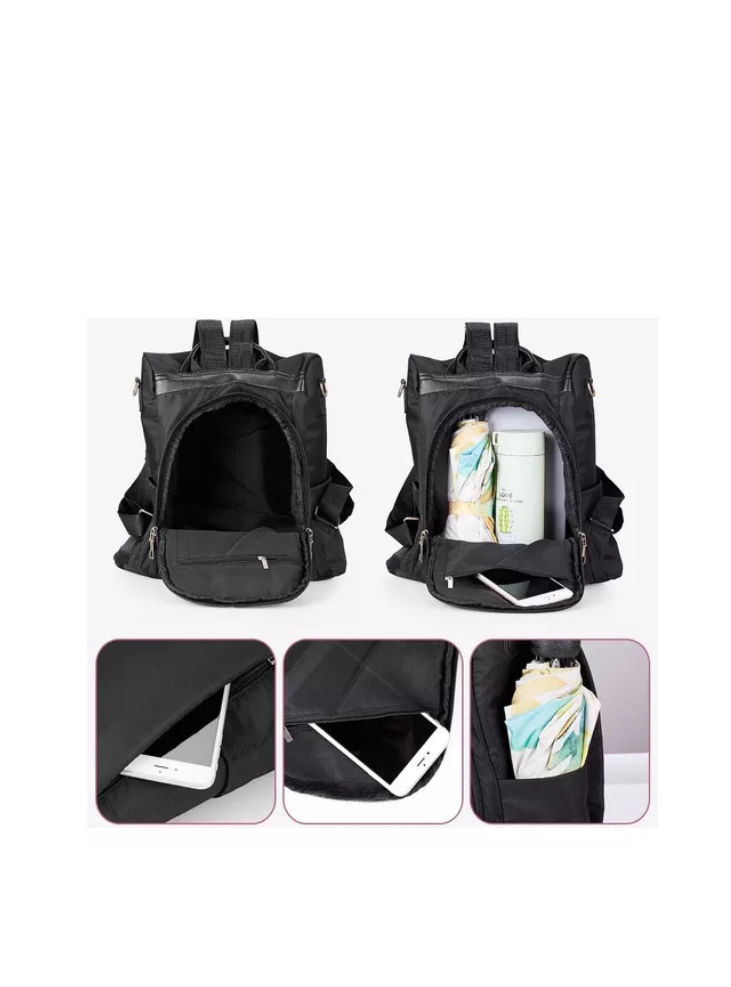Mochila Impermeable Antirrobo Para Mujer Bolso Tela Oxford color negro-2