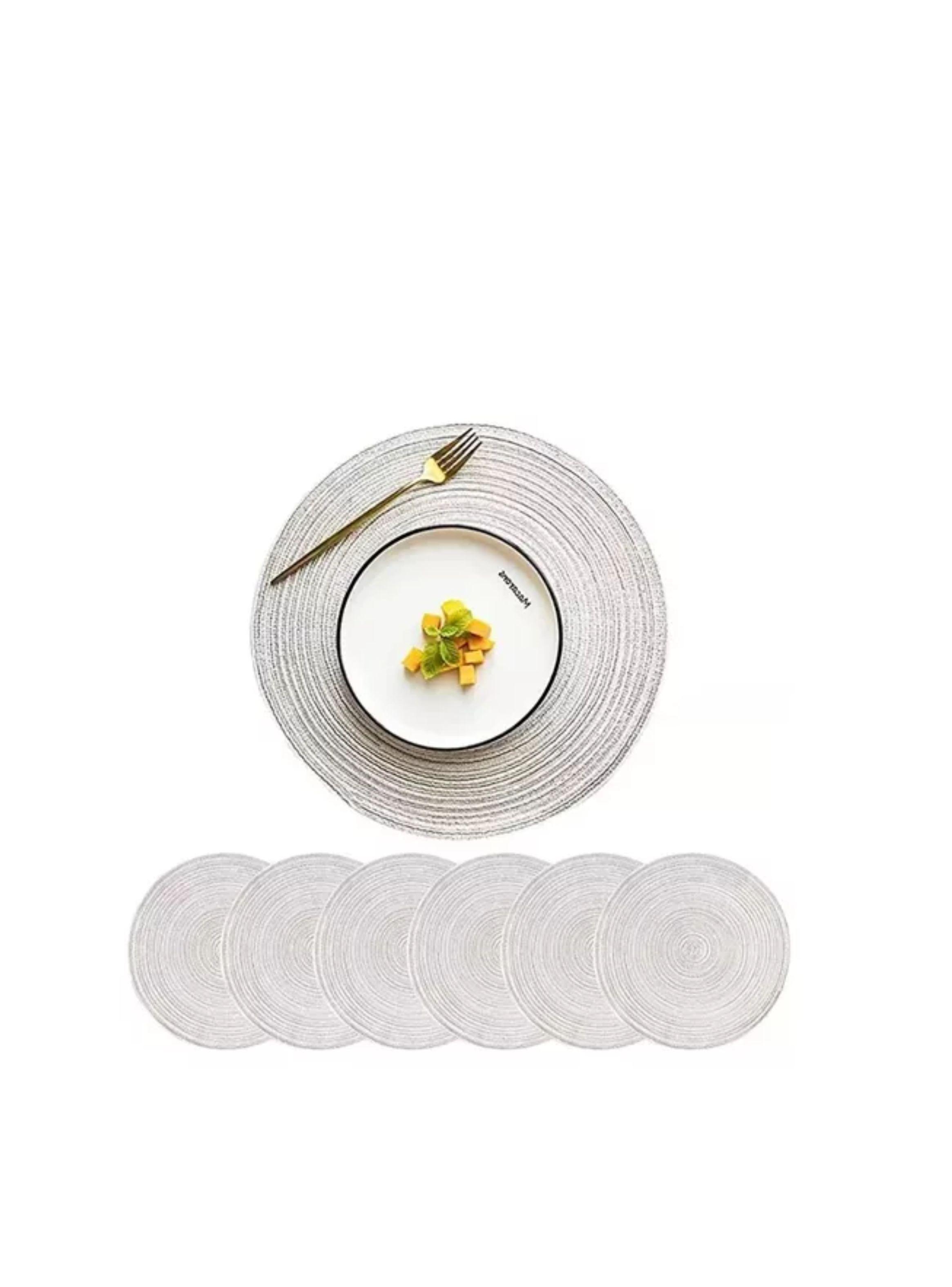 Set De 6 Individuales Redondos Trenzados 38cm color beige-0