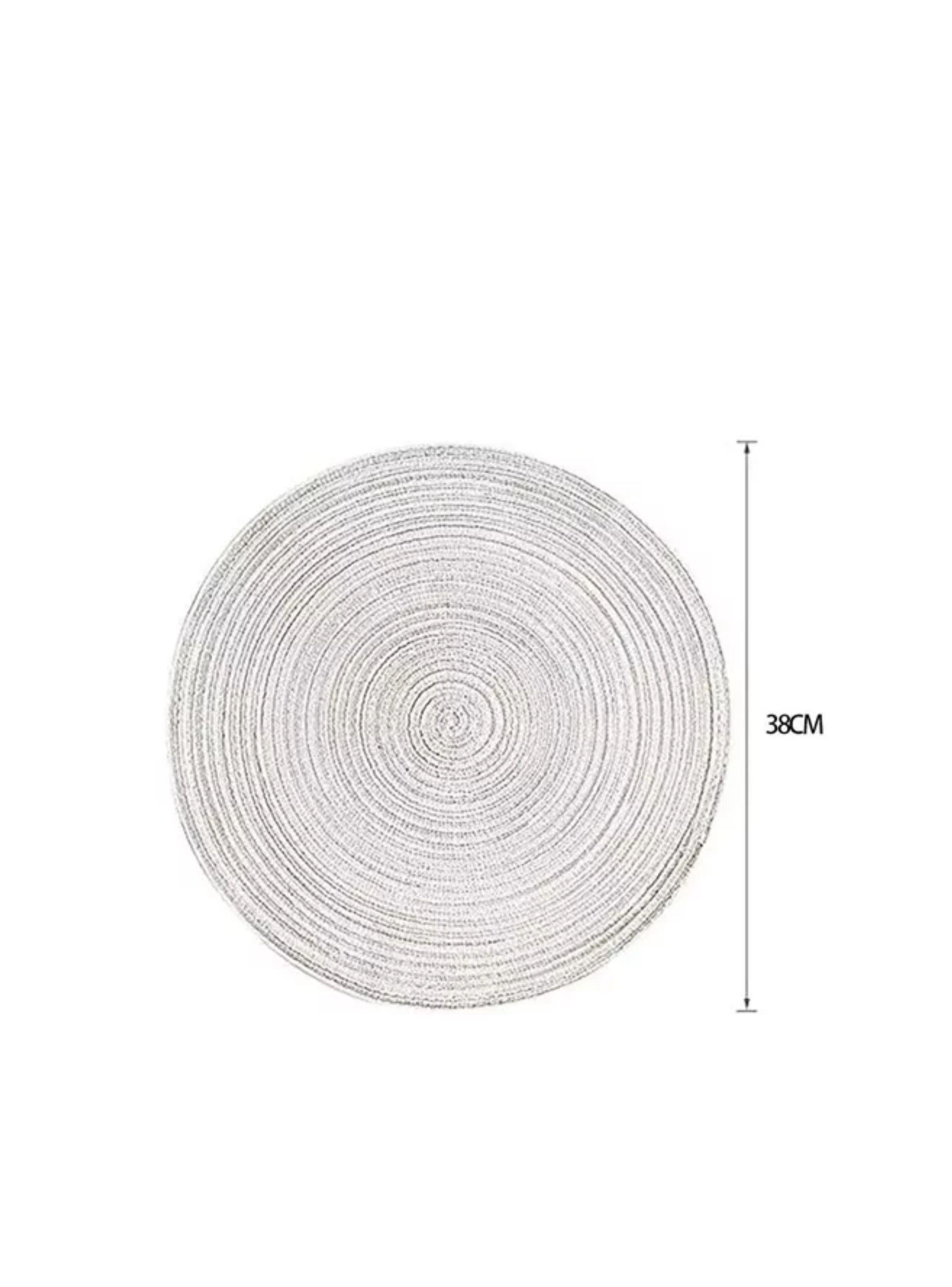Set De 6 Individuales Redondos Trenzados 38cm color beige-1