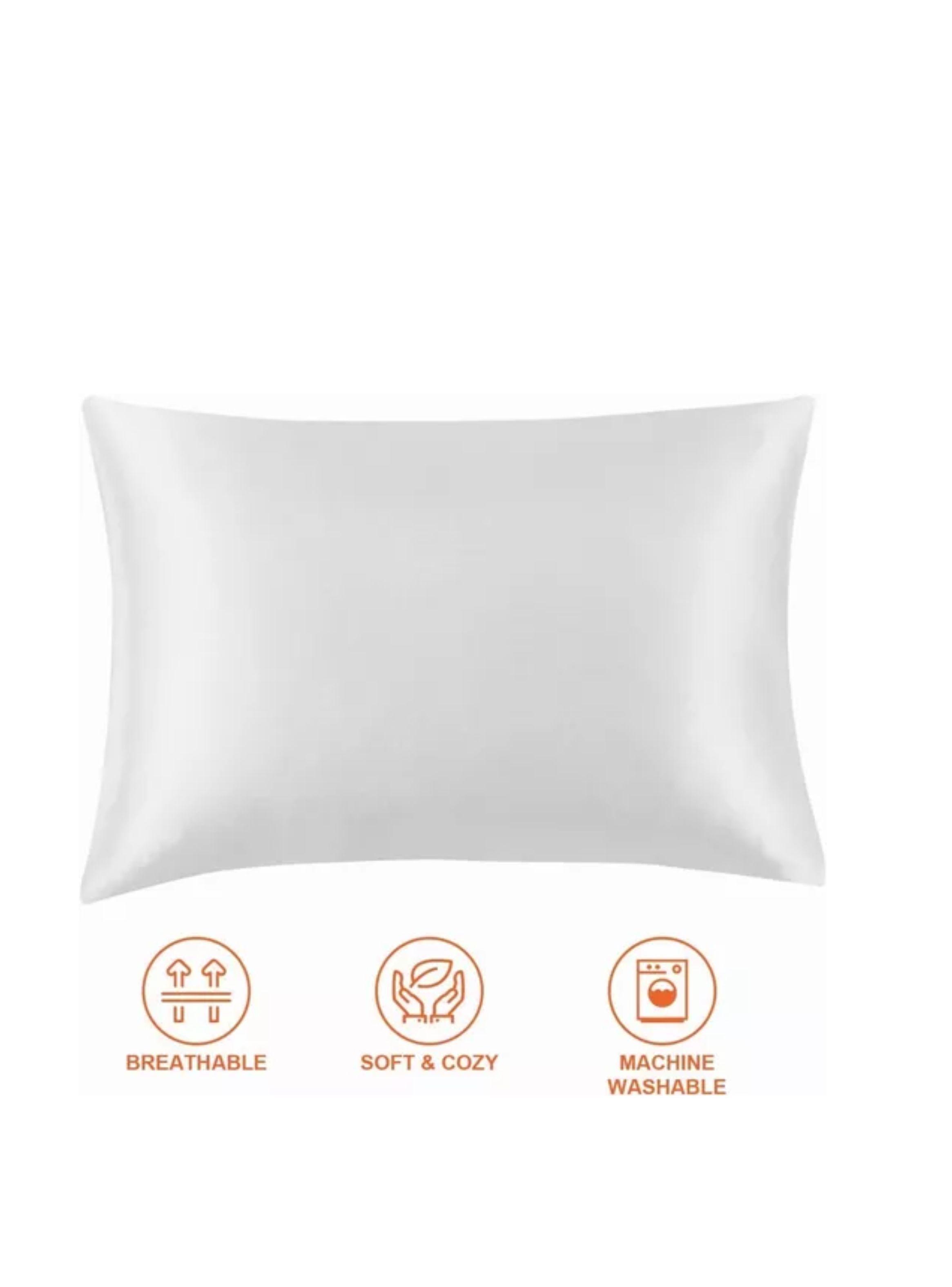Funda Almohada Satin Saten Tipo Seda color blanco-2