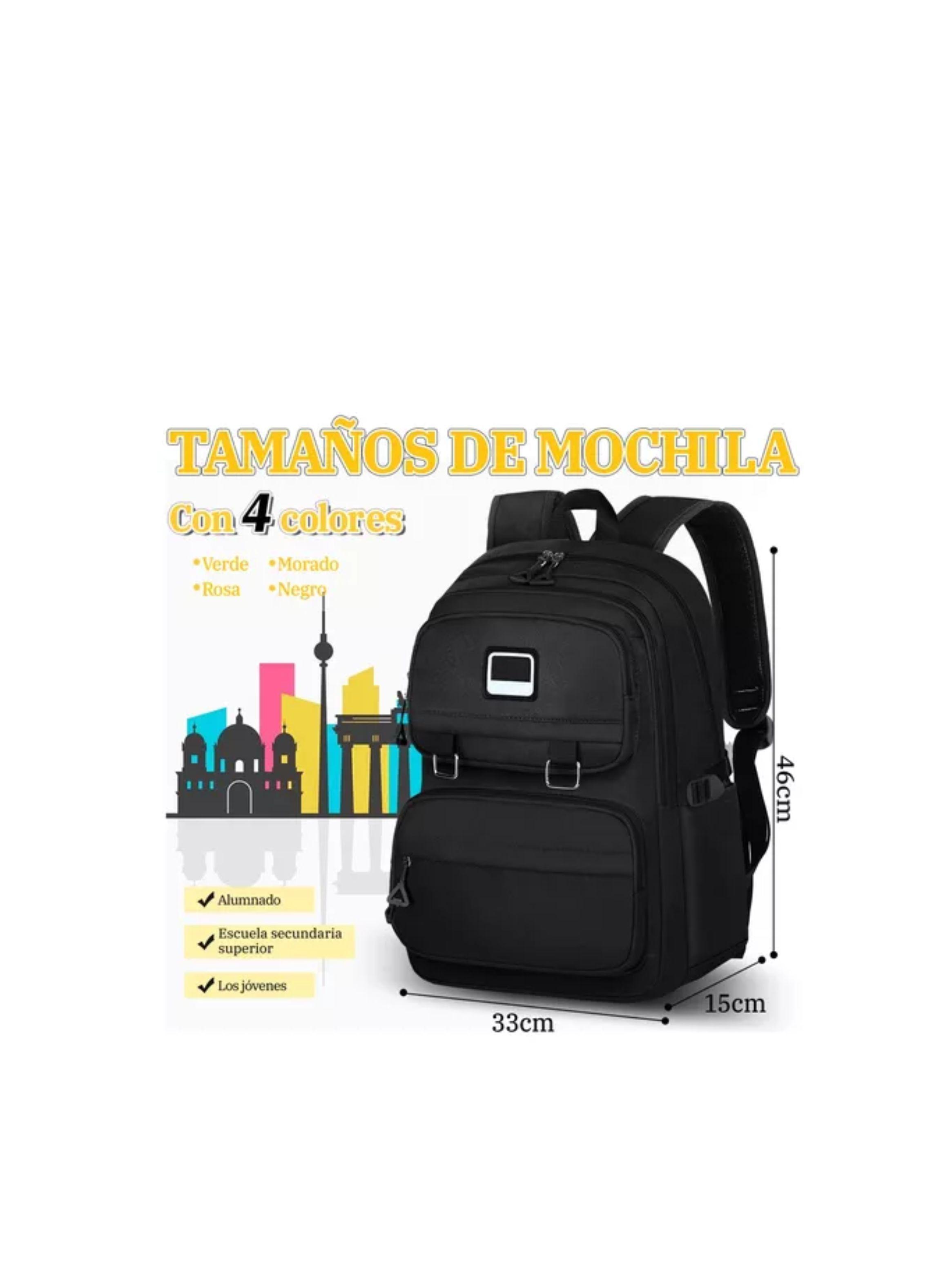 Mochila Viaje Bolsa Escolar Laptop 15.6 Inch Impermeable 30l color negro-1