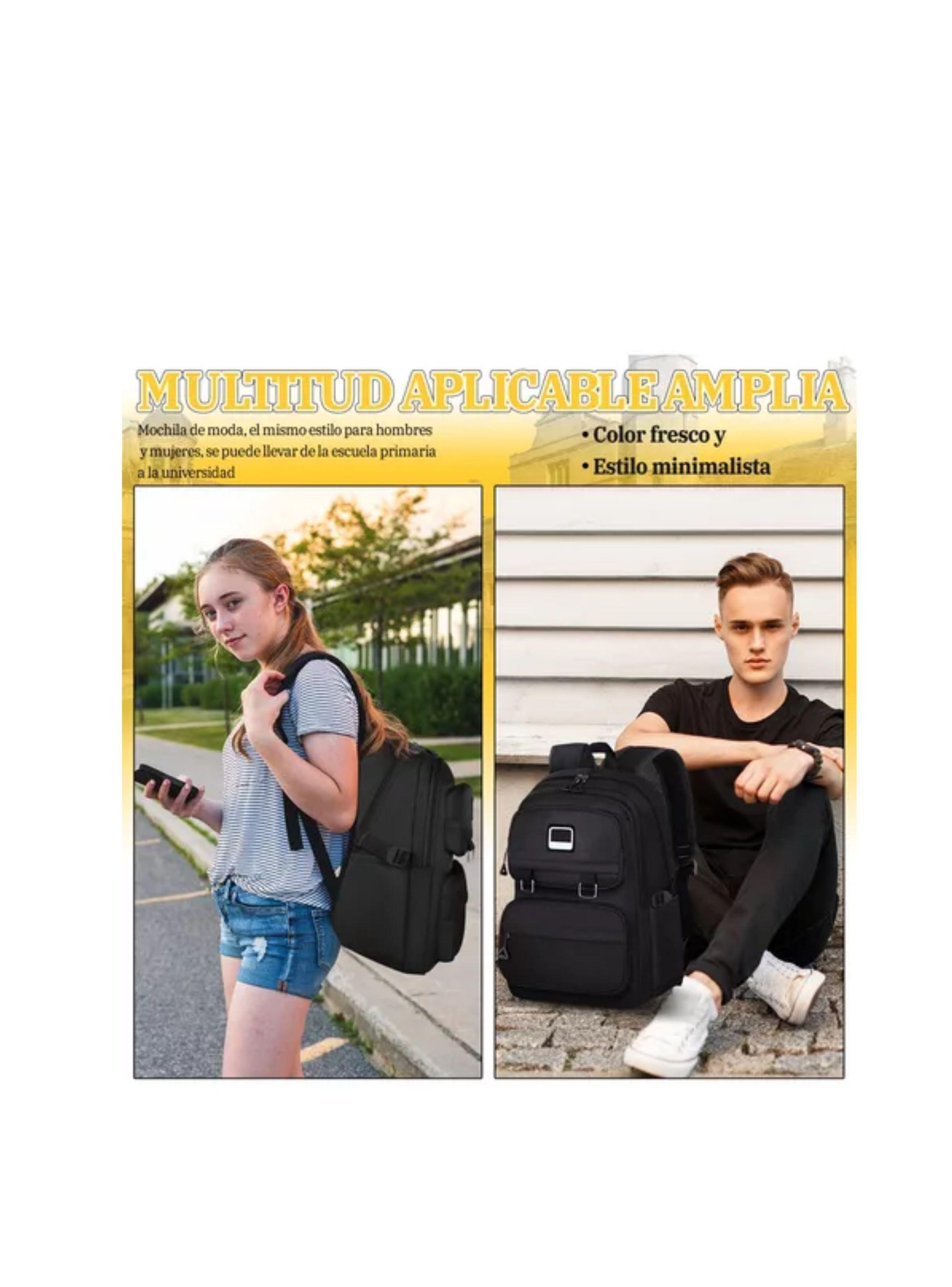 Mochila Viaje Bolsa Escolar Laptop 15.6 Inch Impermeable 30l color negro-3