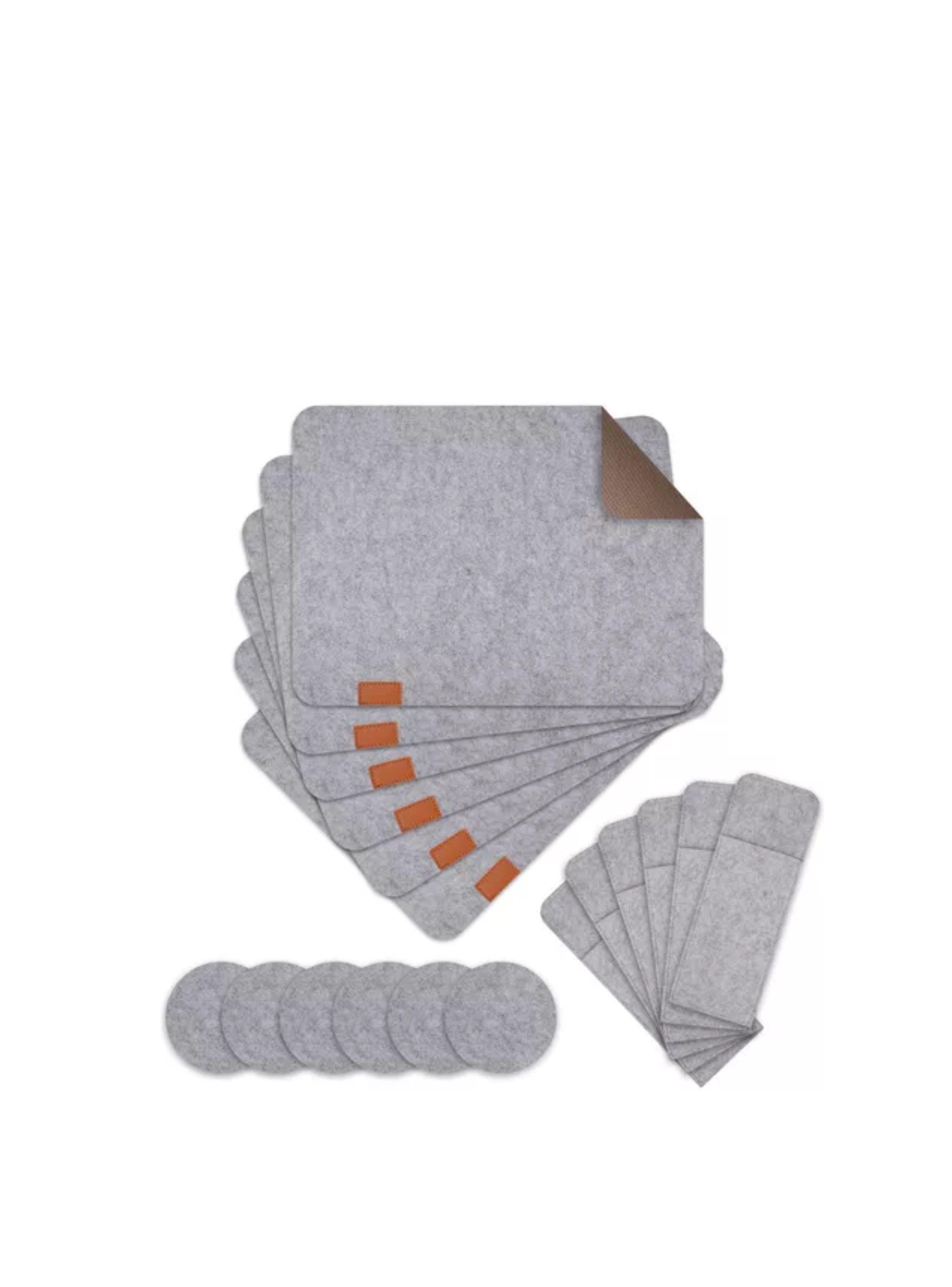 Set 18 Manteles Individuales Portavasos Mesa Antideslizante color gris claro-2