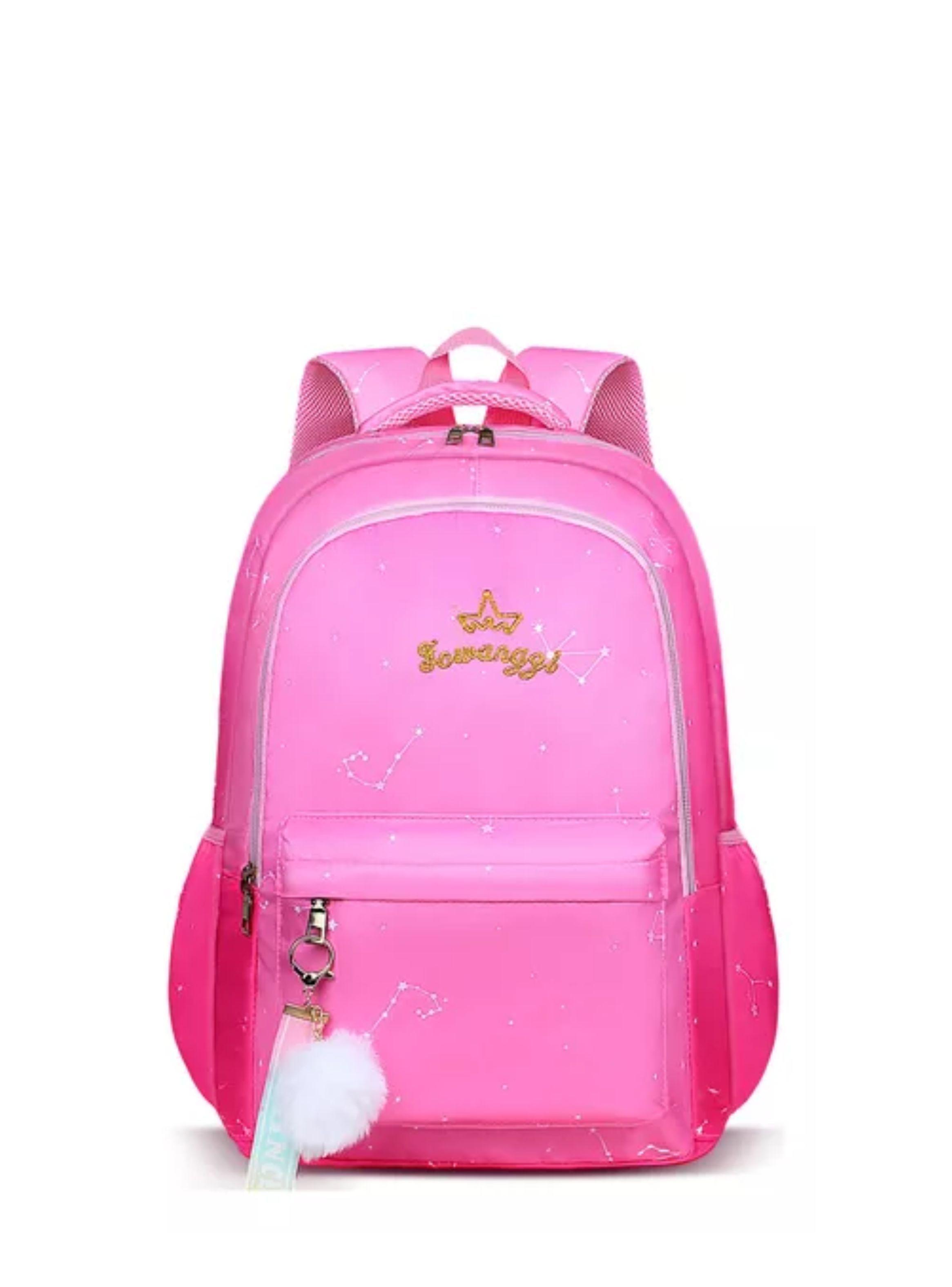 Mochila Bolso Para Mujer Niñas Escolar Viaje Coreana color fuccia-0