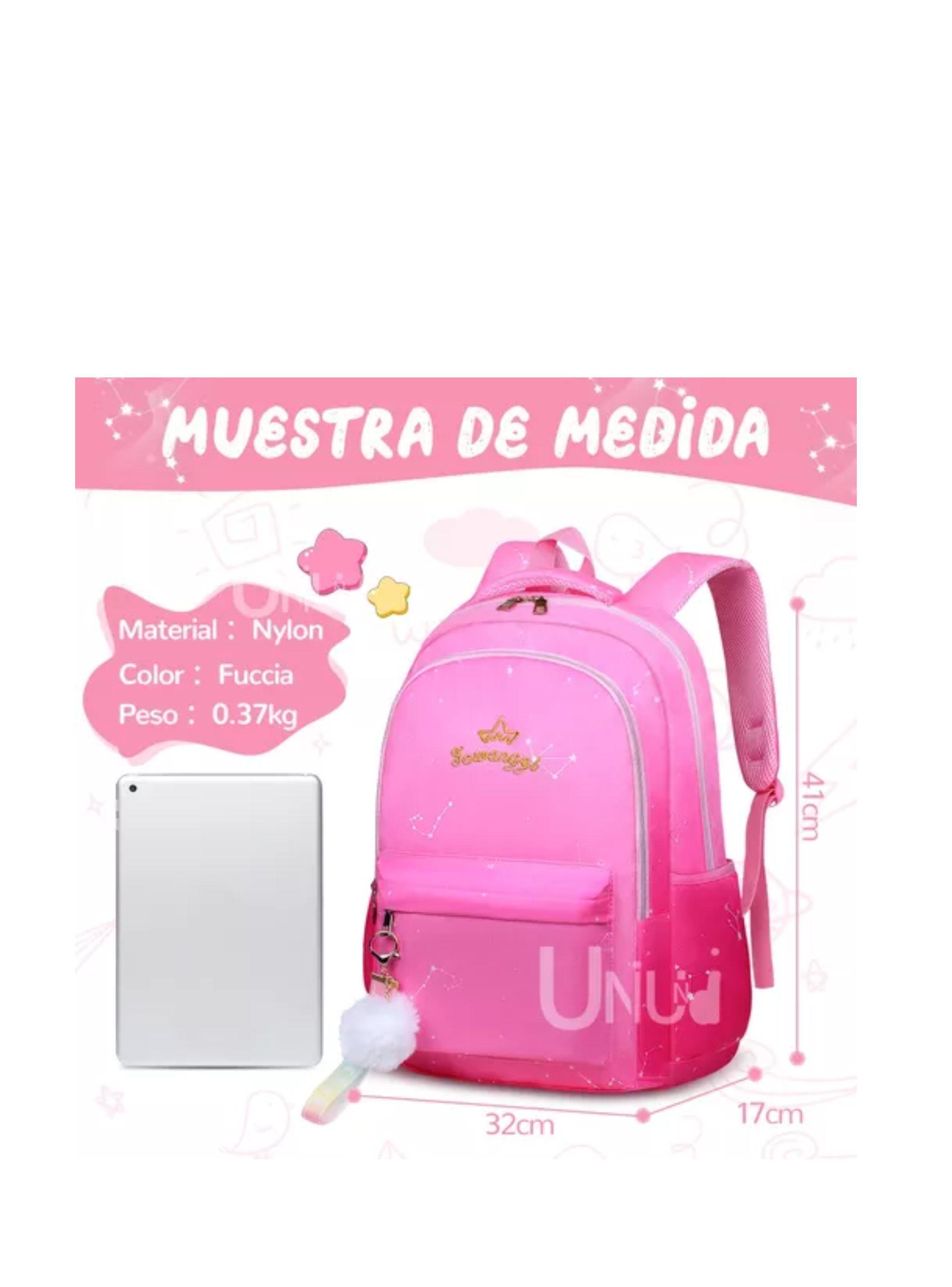 Mochila Bolso Para Mujer Niñas Escolar Viaje Coreana color fuccia-1