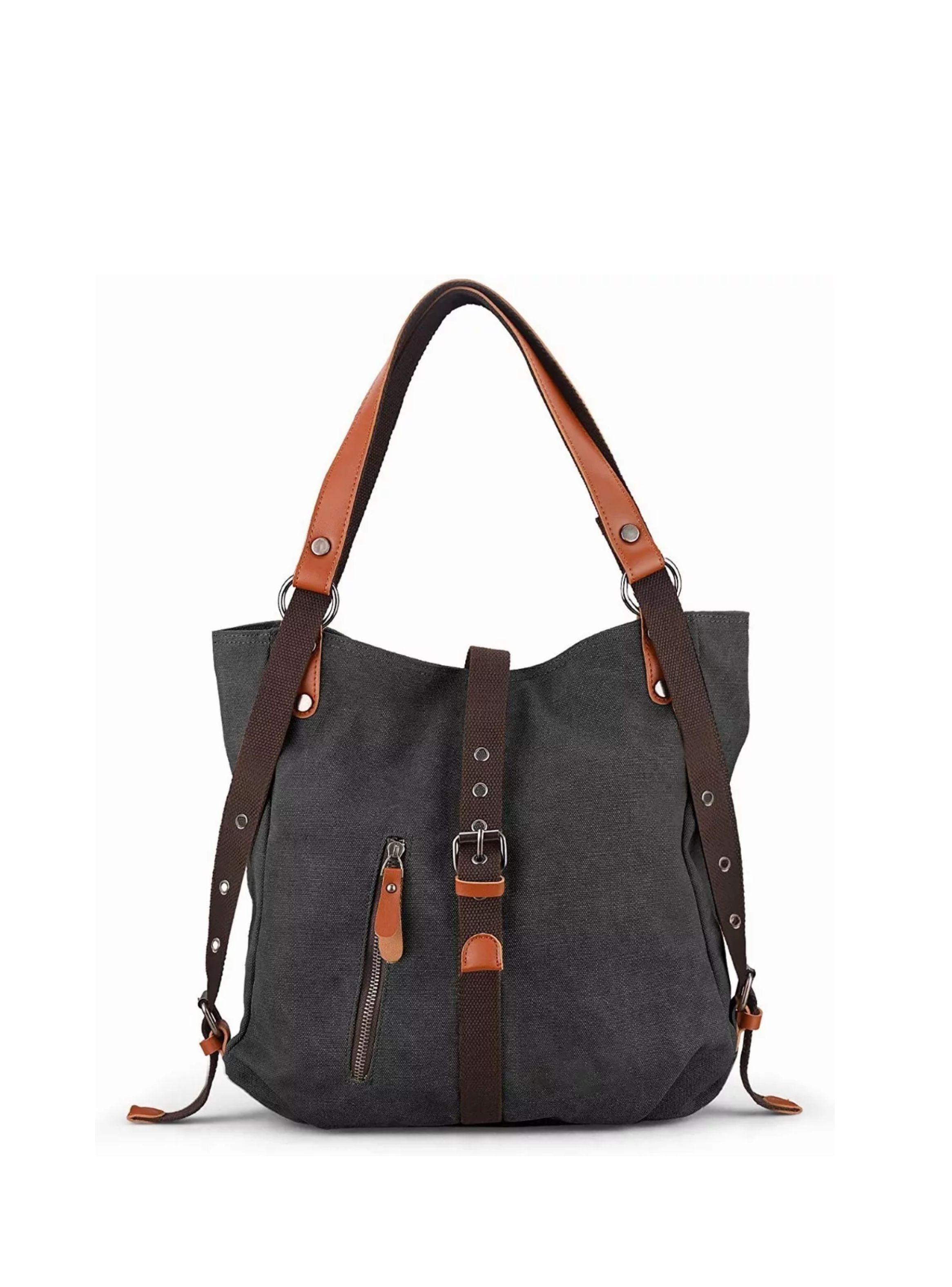 Bolso De Mano Viaje Moda Mujer Multifuncional De Lona color gris oscuro-0