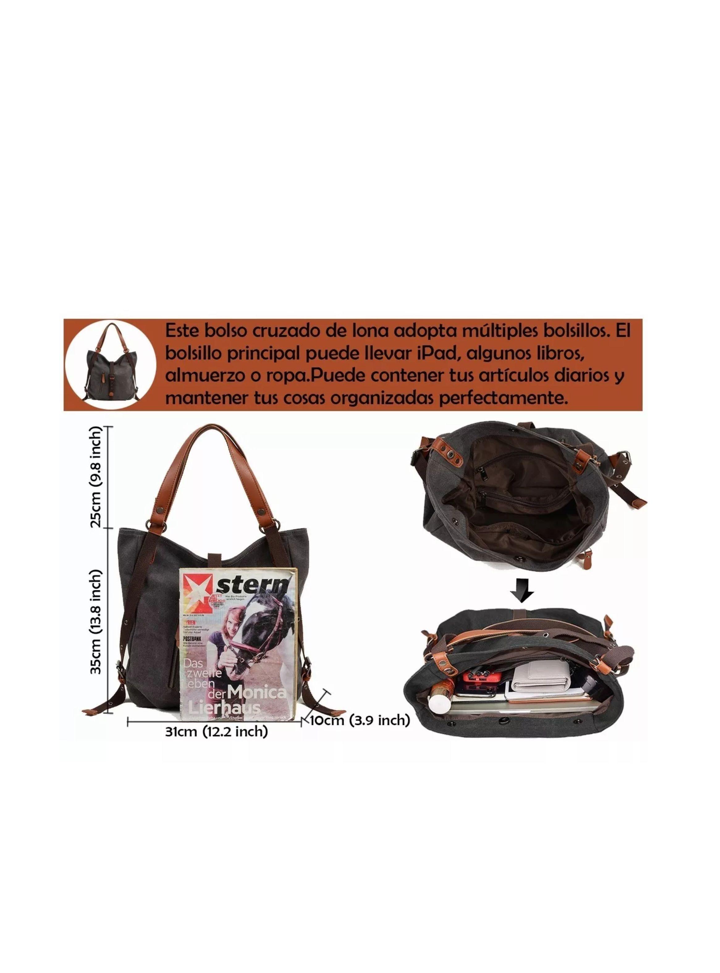 Bolso De Mano Viaje Moda Mujer Multifuncional De Lona color gris oscuro-2