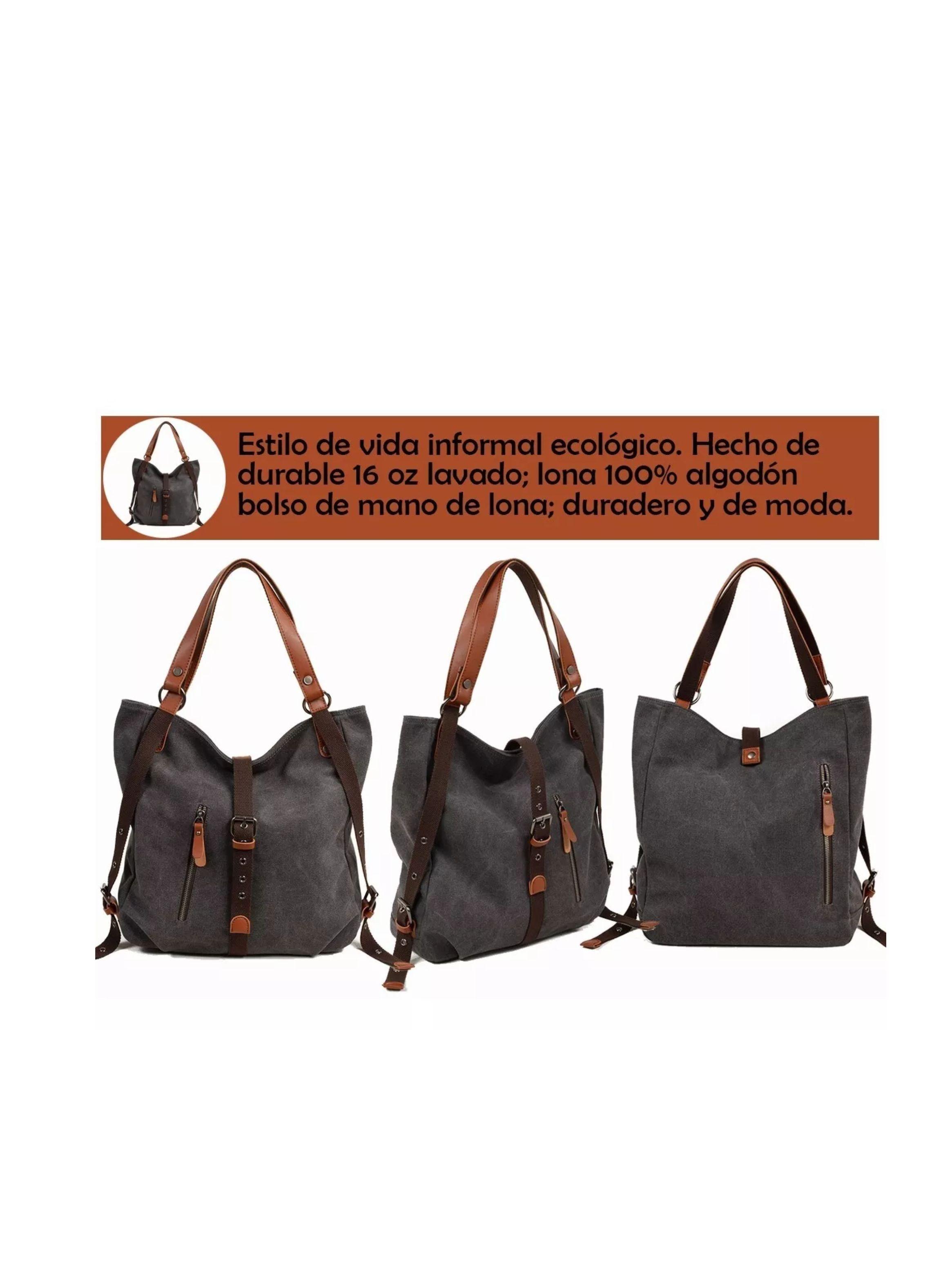 Bolso De Mano Viaje Moda Mujer Multifuncional De Lona color gris oscuro-3