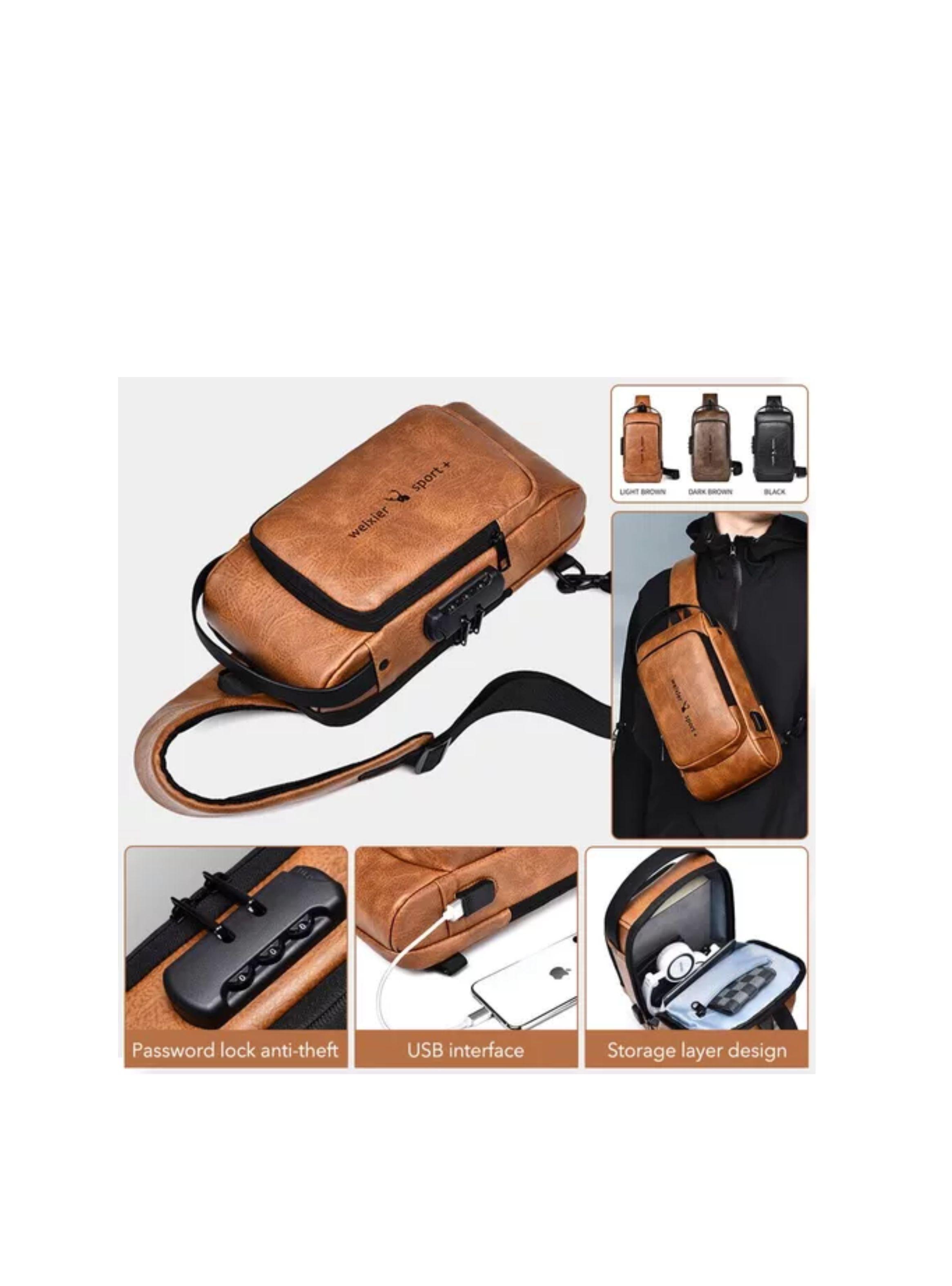 Maletin De Cuero Hombre Bandolera Maletin Cuero color chocolate-2