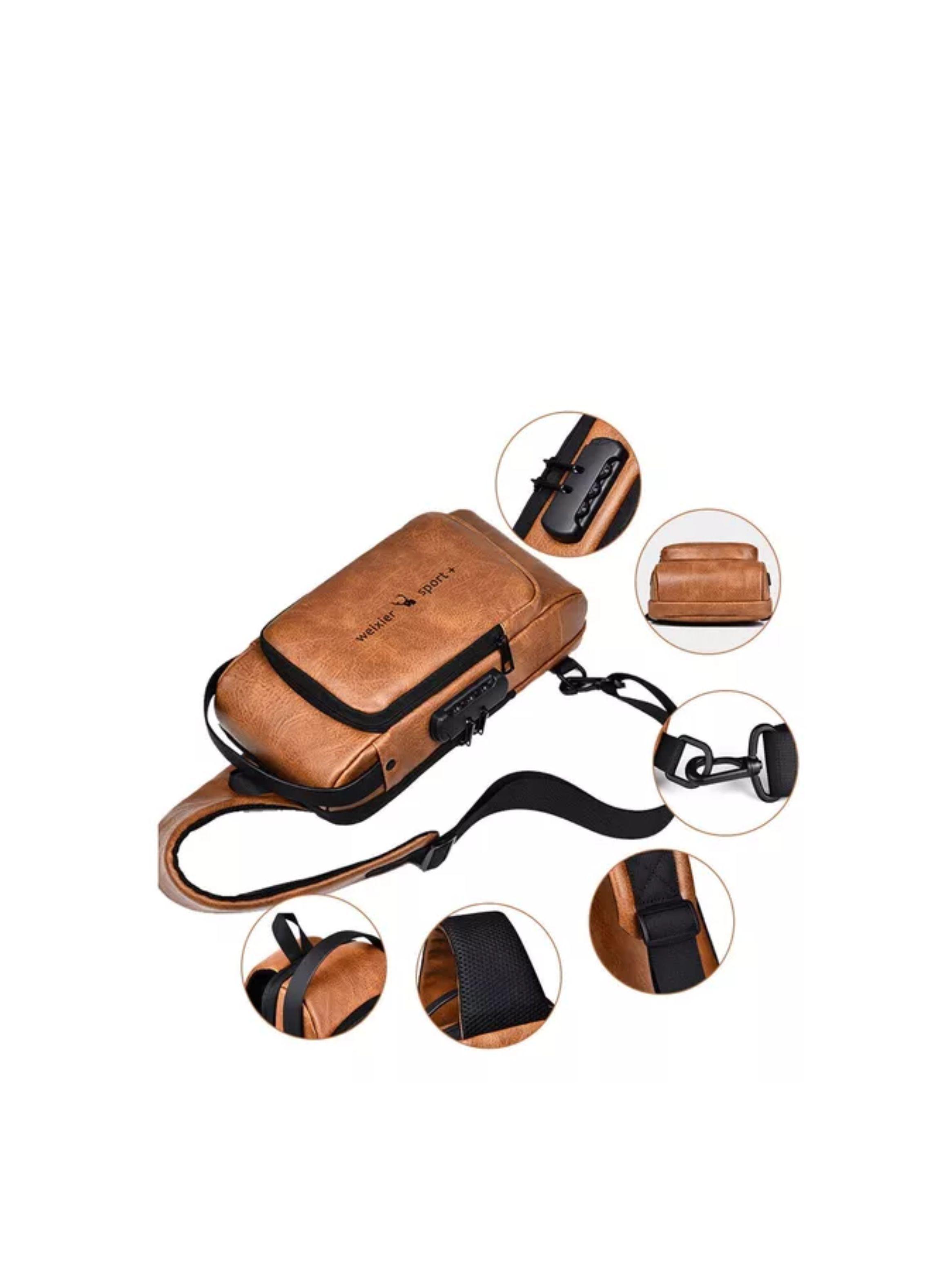 Maletin De Cuero Hombre Bandolera Maletin Cuero color chocolate-3