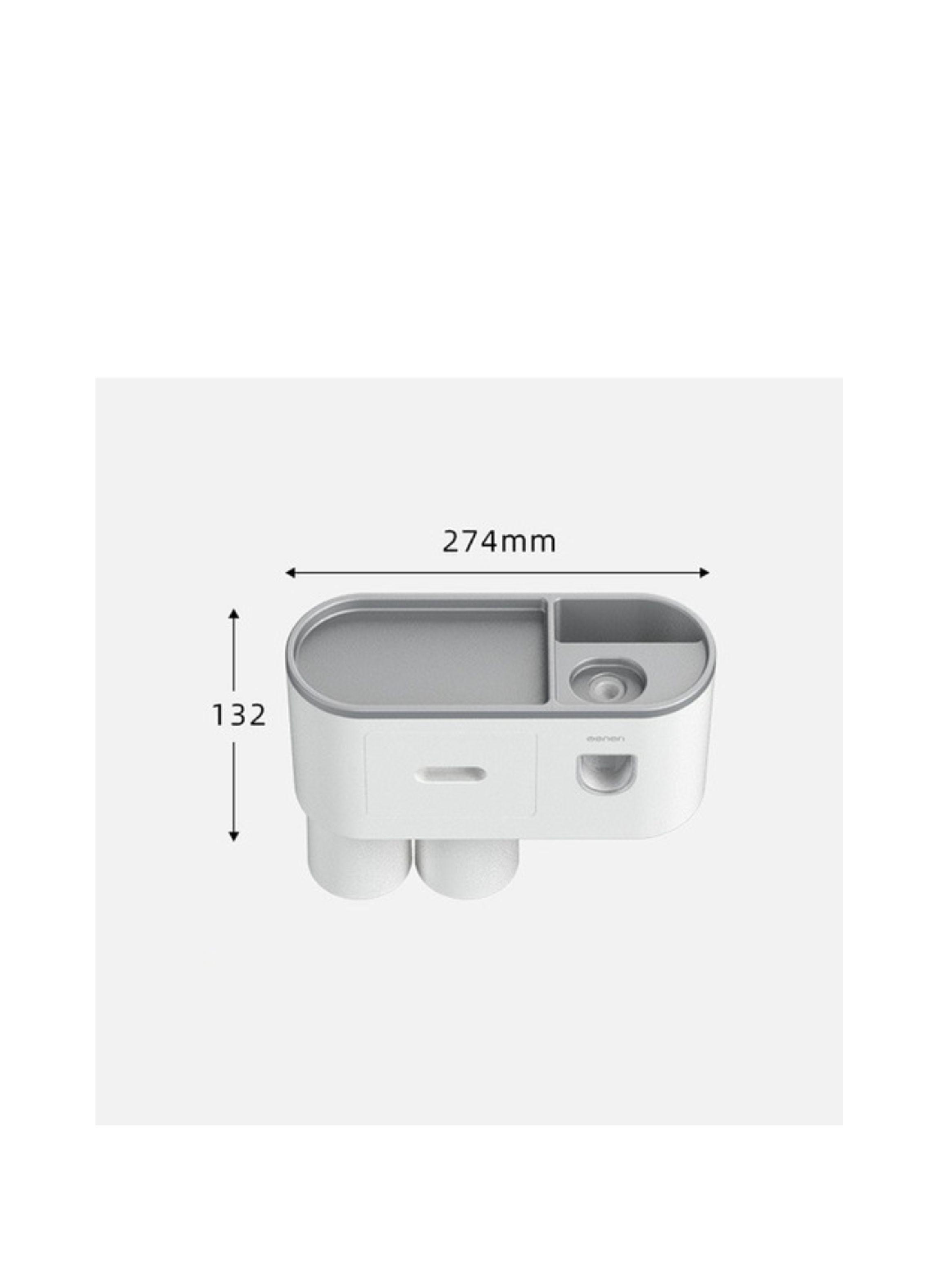 Dispensador Pasta Crema Dental Cepillos Organizador 2 Vaso color blanco-1