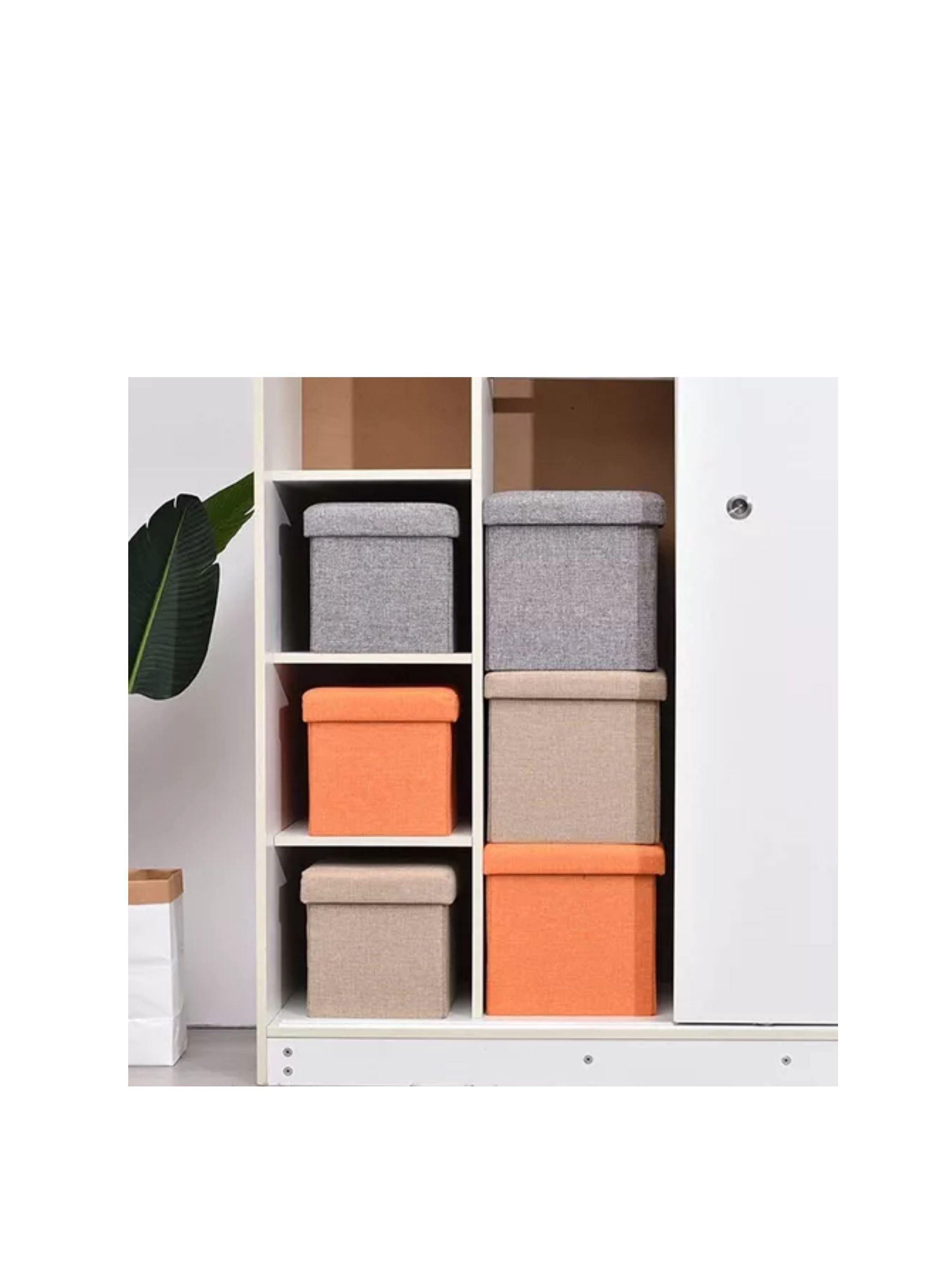 Puff Silla Cubo Organizador Plegable Chico color rosa-3