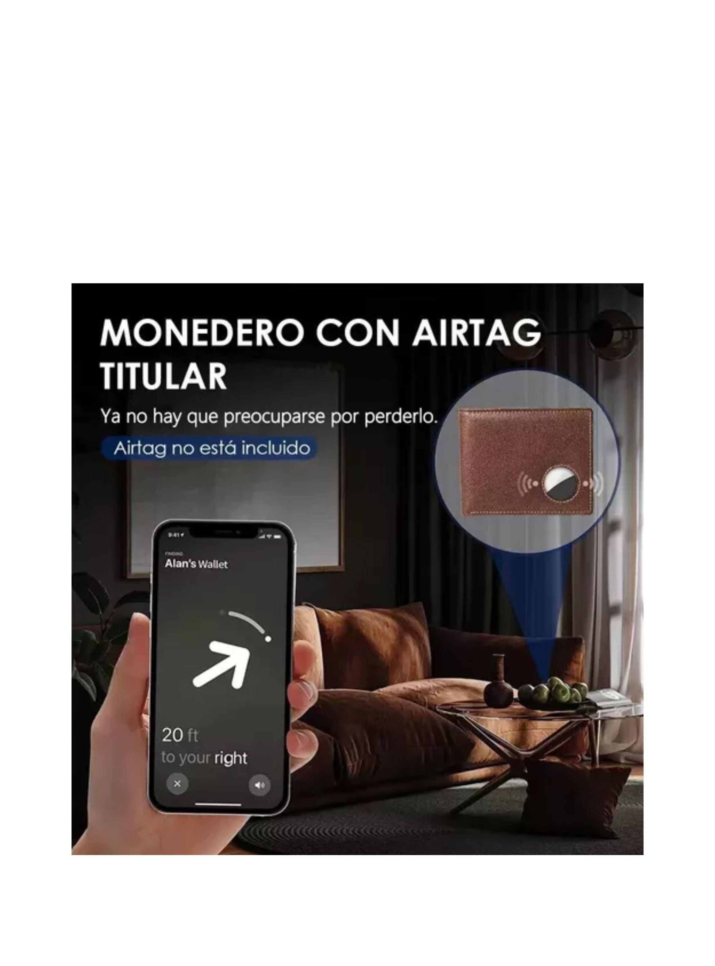Billetera De Cuero Para Hombre Rfid Con Soporte Airtag -1