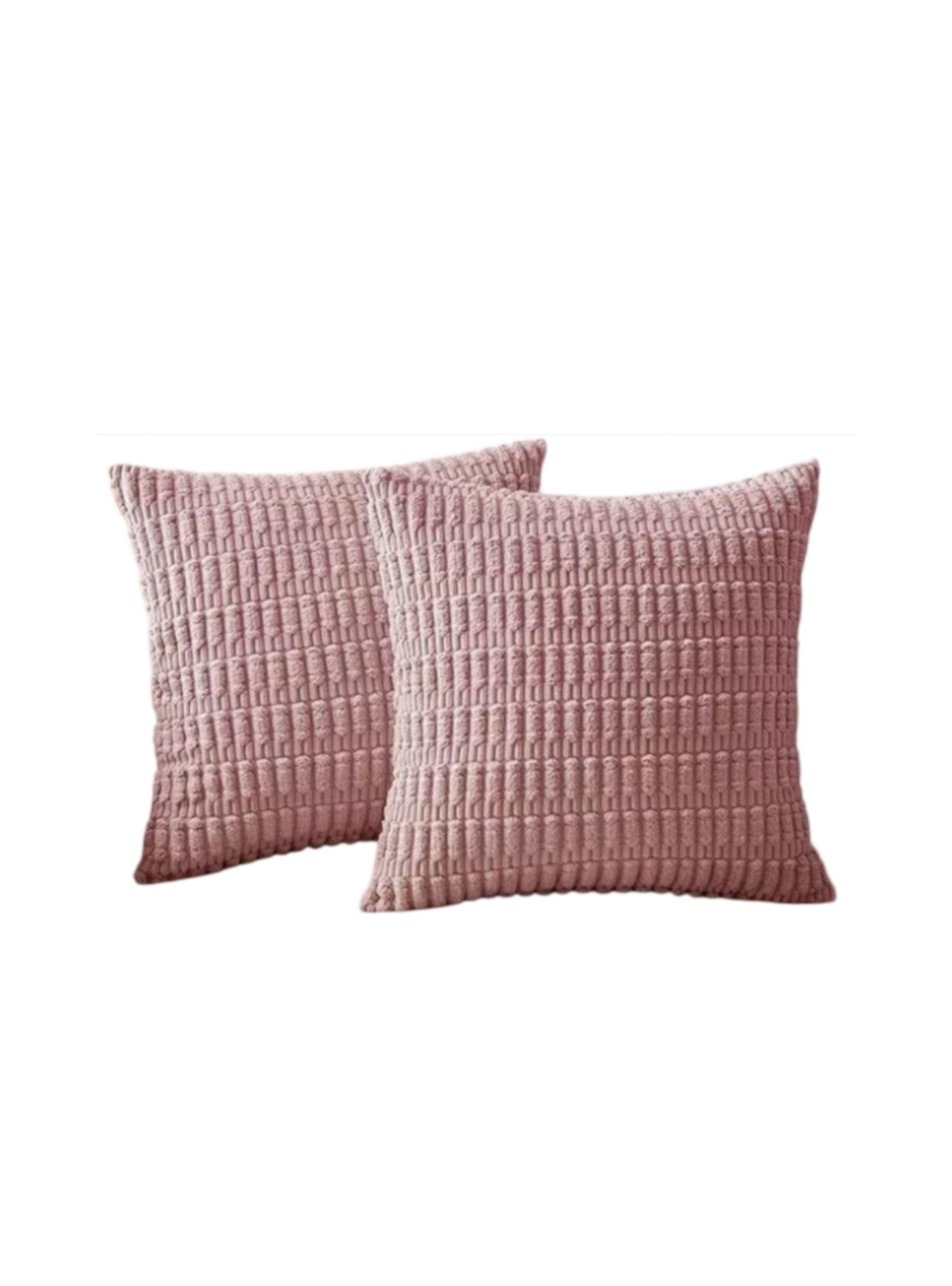 Fundas De Cojines Pack X2 Boho Textura Suave 45 X 45 color rosa crema-0