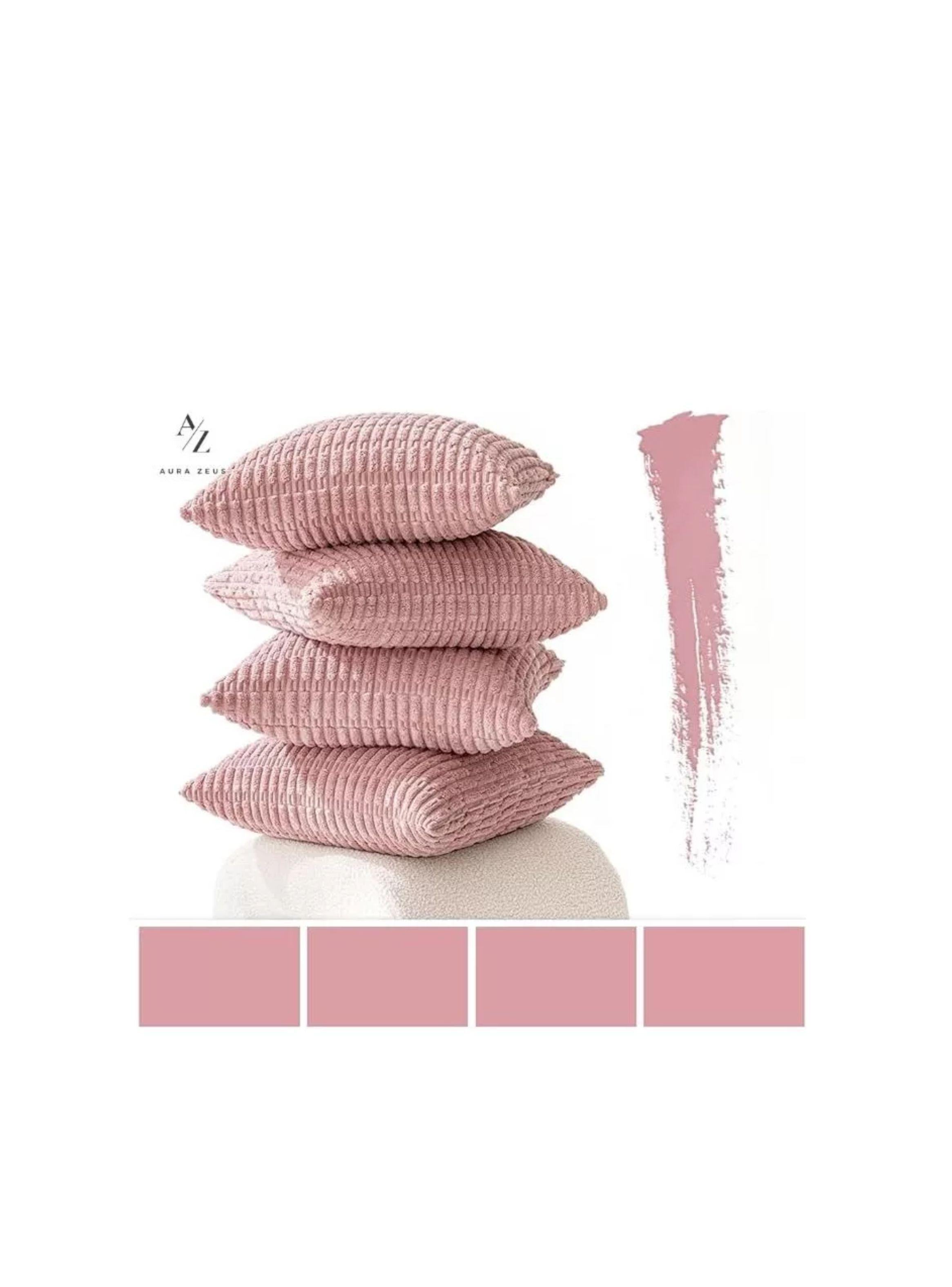 Fundas De Cojines Pack X2 Boho Textura Suave 45 X 45 color rosa crema-1