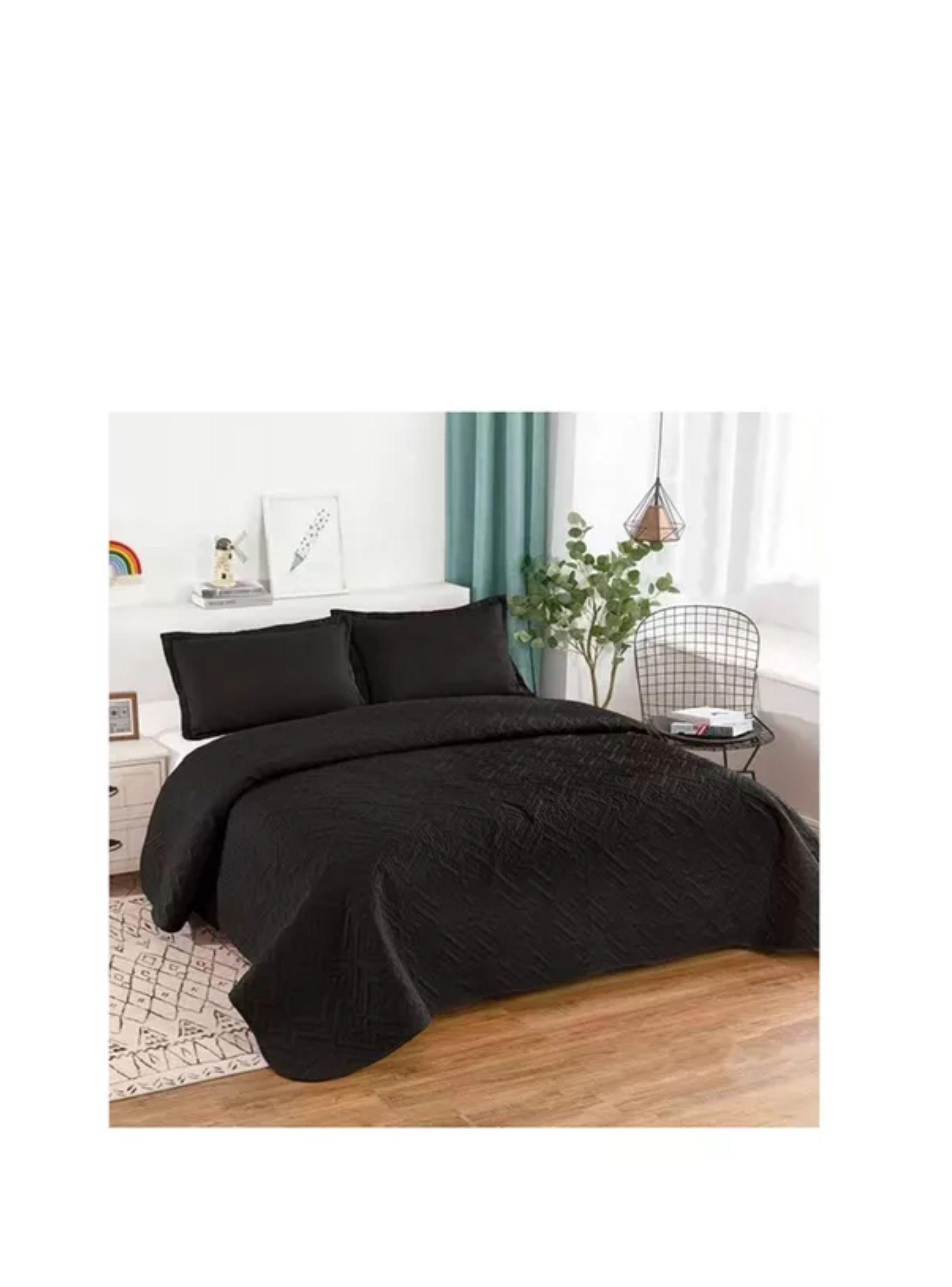 Cubrecama Quilt De Verano King Lisos Color Negro-1