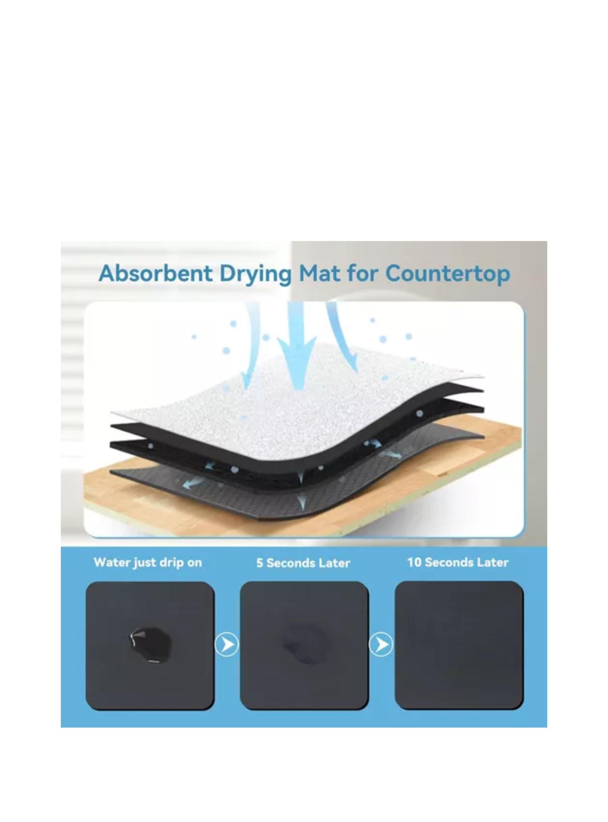 Alfombra Absorbente Café Antideslizante Para Secar Platos color negro-3