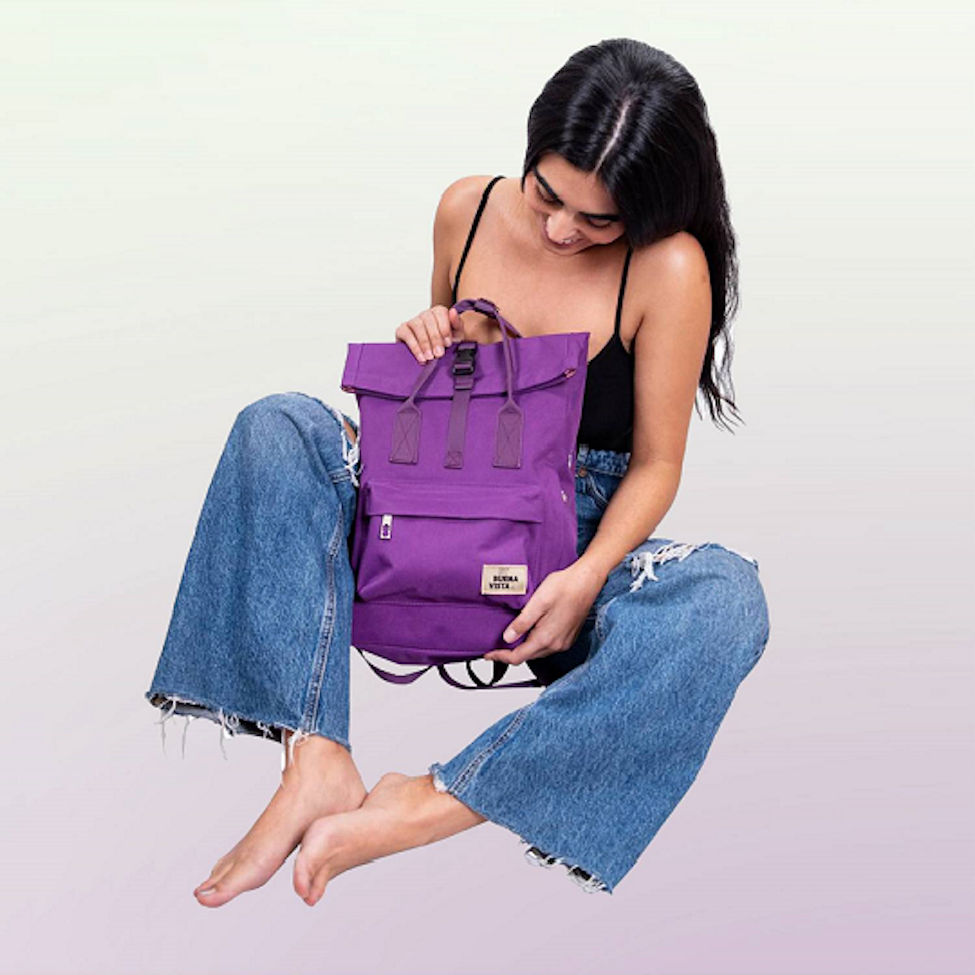 Mochila Impermeable Laptop 14'' Roll Morado-1